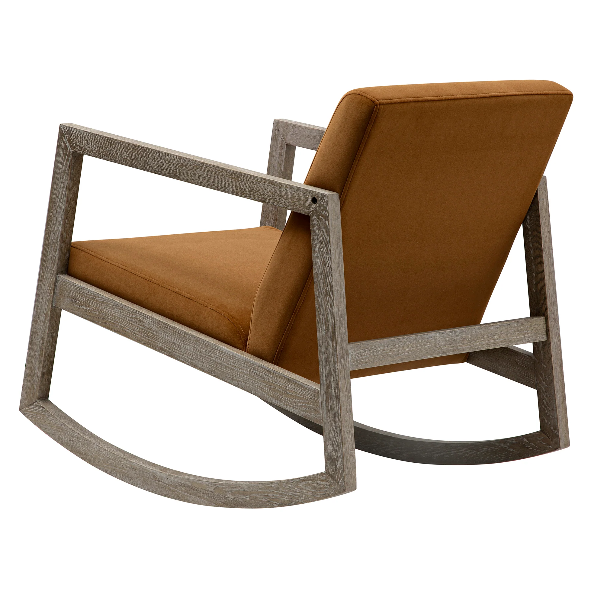 Fyne Cinnamon Velvet Rocking Weathered Oak Armchair - Image 11