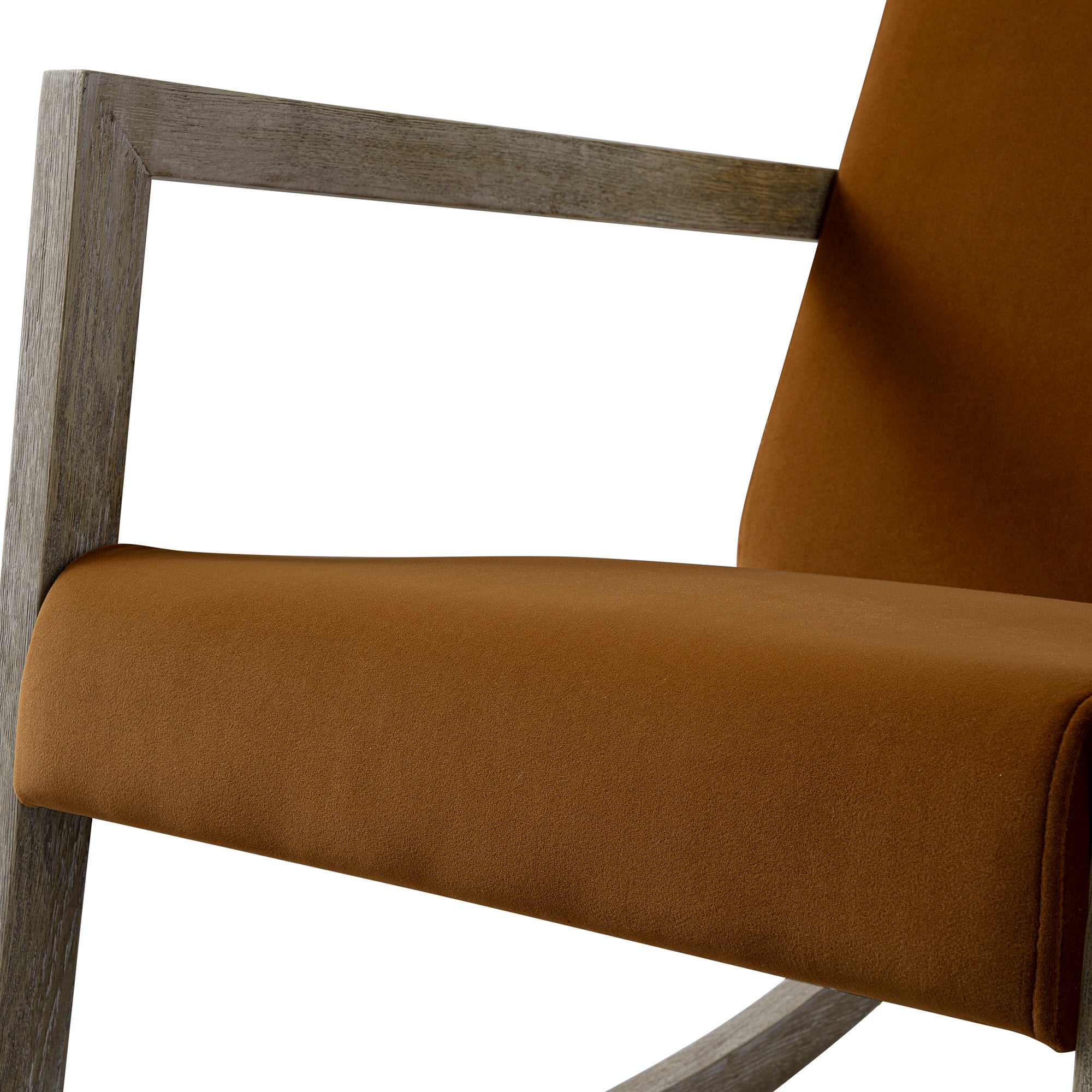 Fyne Cinnamon Velvet Rocking Weathered Oak Armchair - Image 12