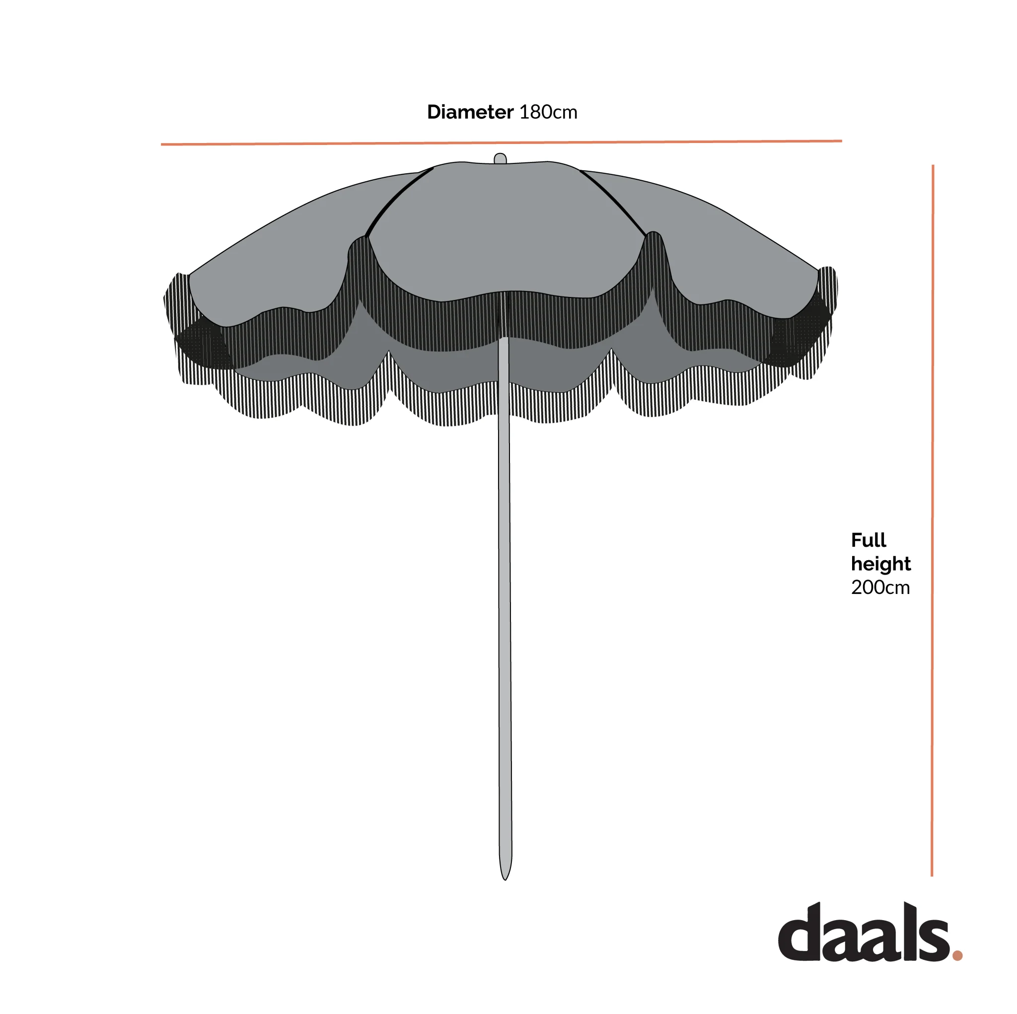 Gabriel Yellow and White Striped Fringed Parasol with Tilt - Image 6