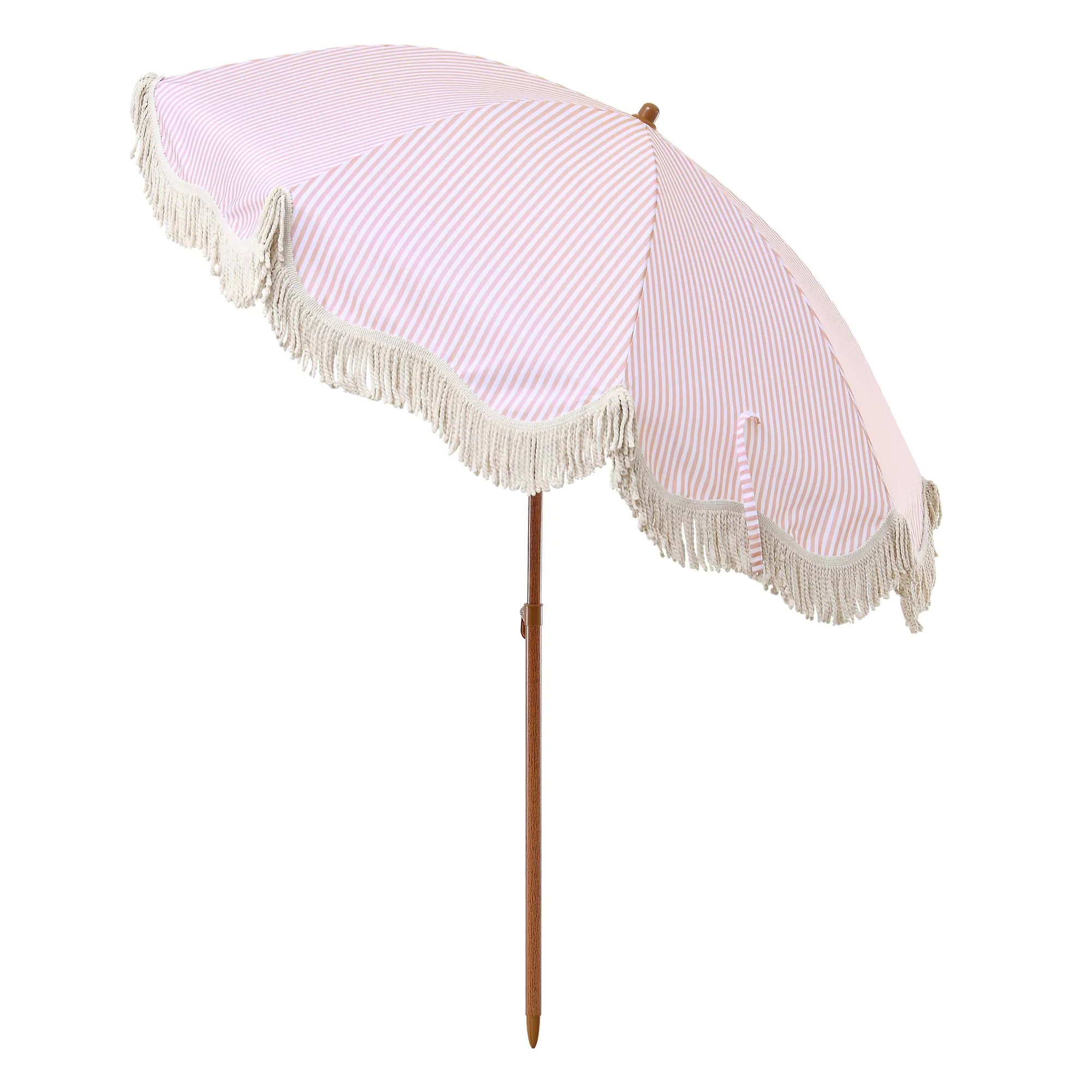Gabriel Pink and White Striped Fringed Parasol with Tilt - Image 7