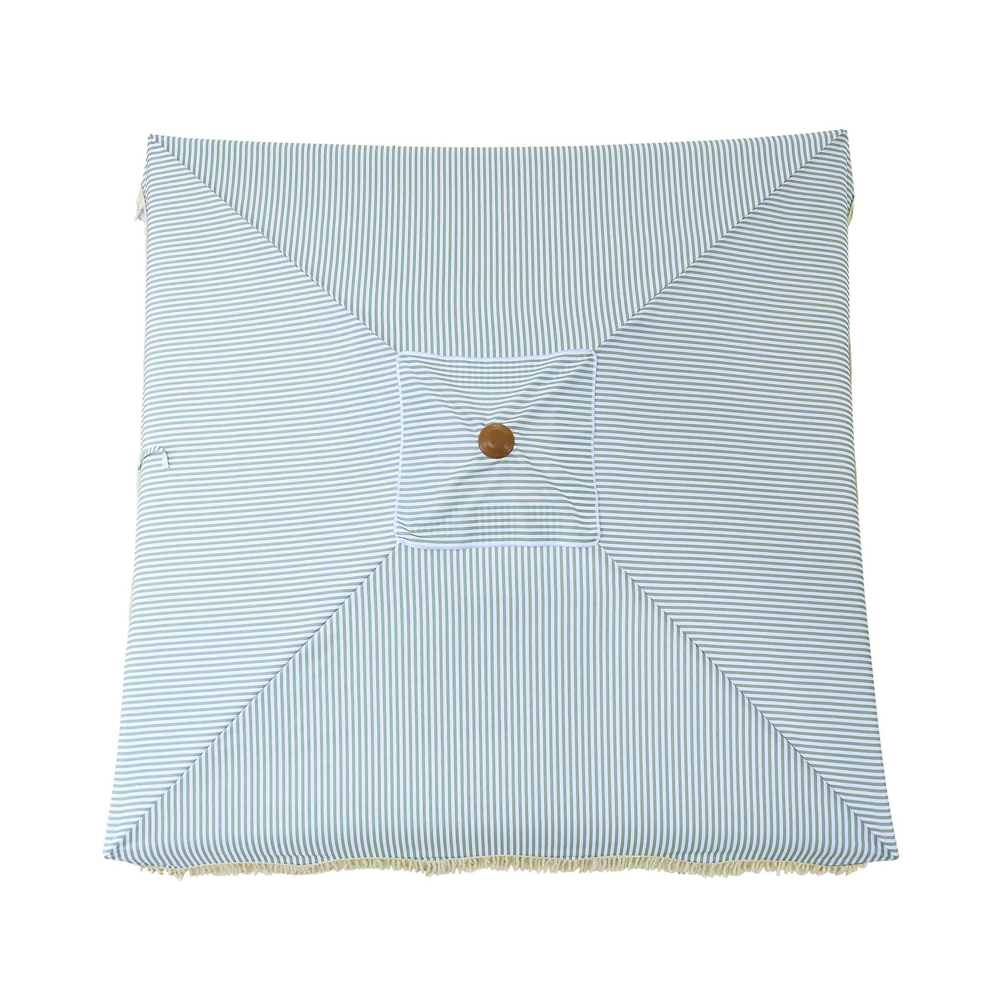 Gabriel Sage Green and White Striped Fringed Cabana - Image 6