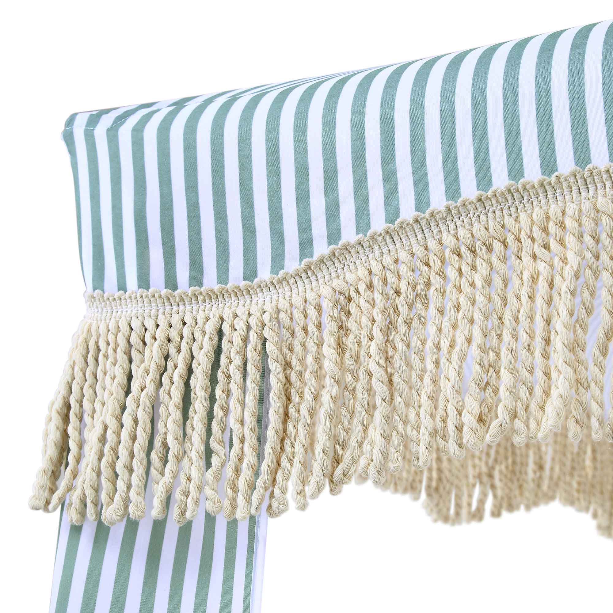 Gabriel Sage Green and White Striped Fringed Cabana - Image 9