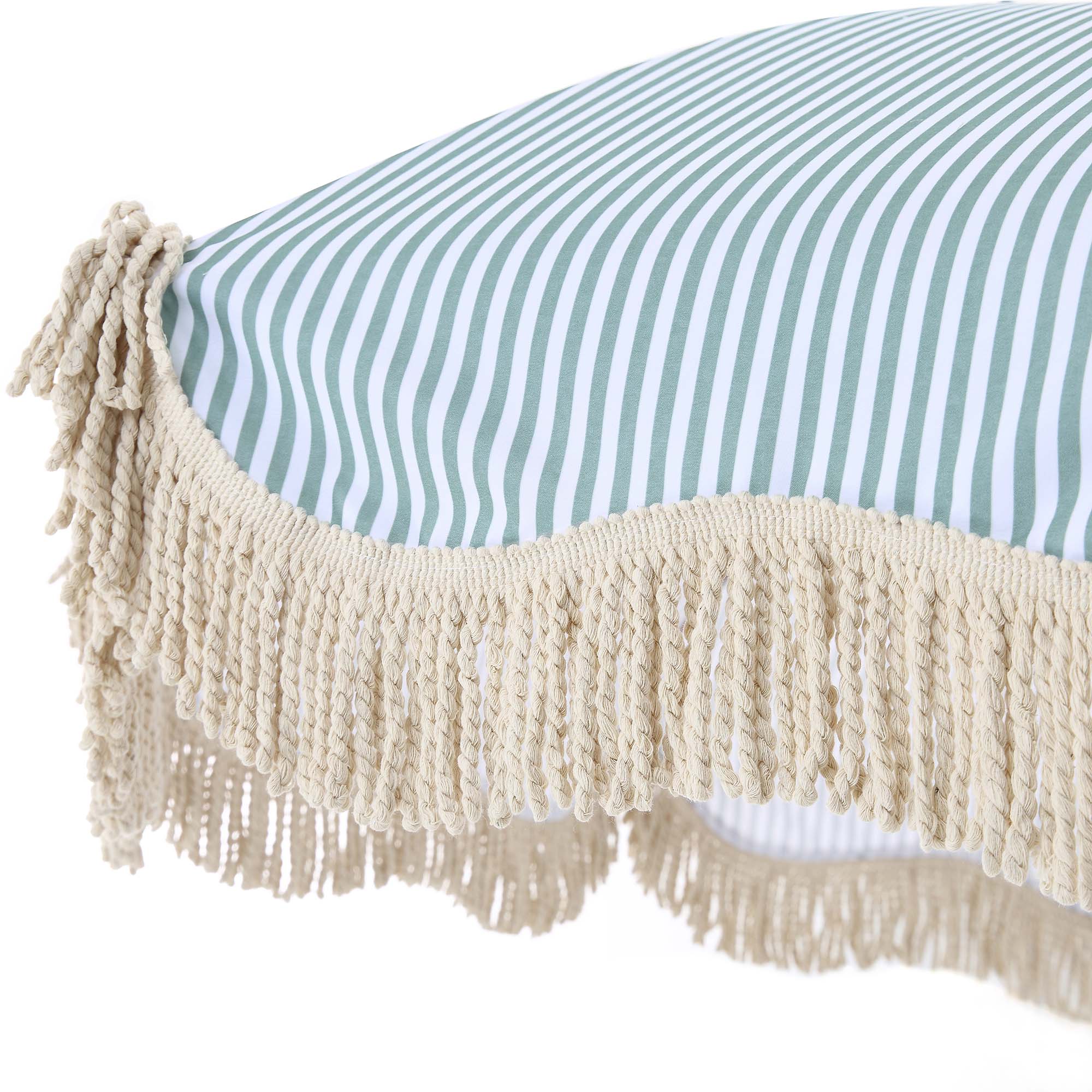 Gabriel Sage Green and White Striped Fringed Parasol with Tilt - Image 12