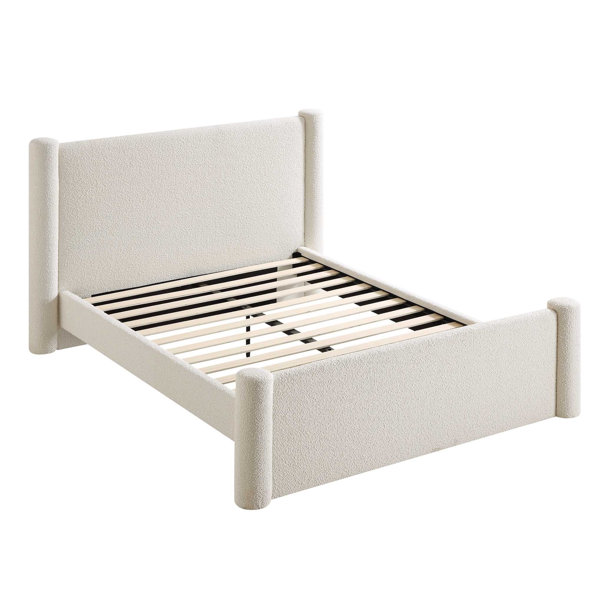 Galerie Beige Boucle Pillar Upholstered Bed - Image 7