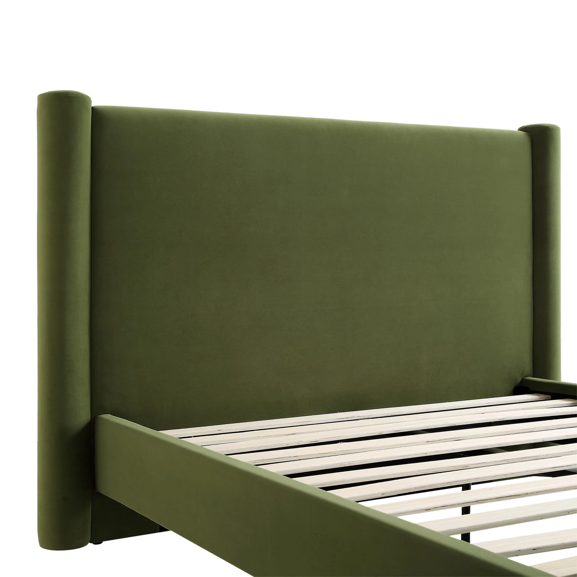 Galerie Moss Green Velvet Pillar Upholstered Bed - Image 10