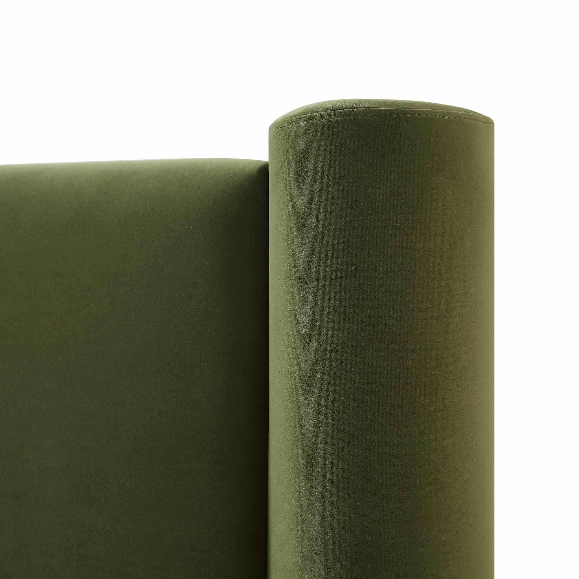 Galerie Moss Green Velvet Pillar Upholstered Bed - Image 11