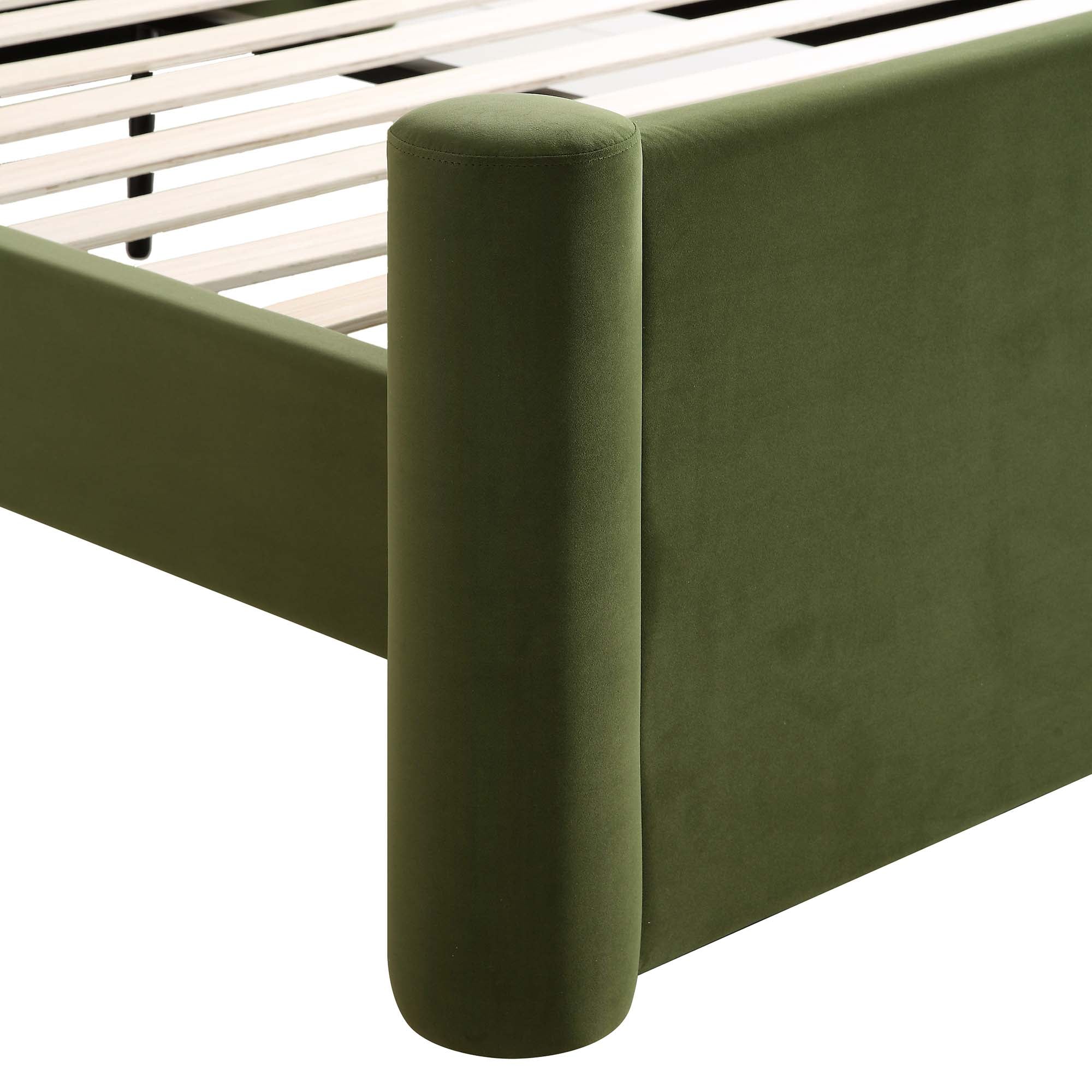 Galerie Moss Green Velvet Pillar Upholstered Bed - Image 12