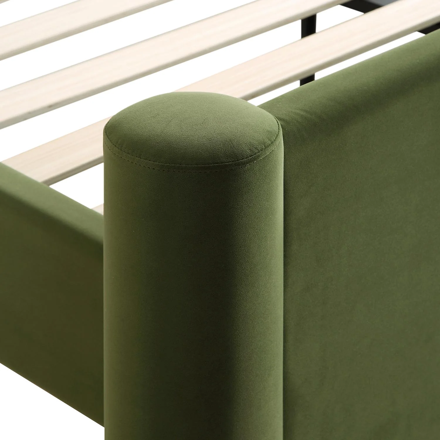 Galerie Moss Green Velvet Pillar Upholstered Bed - Image 13