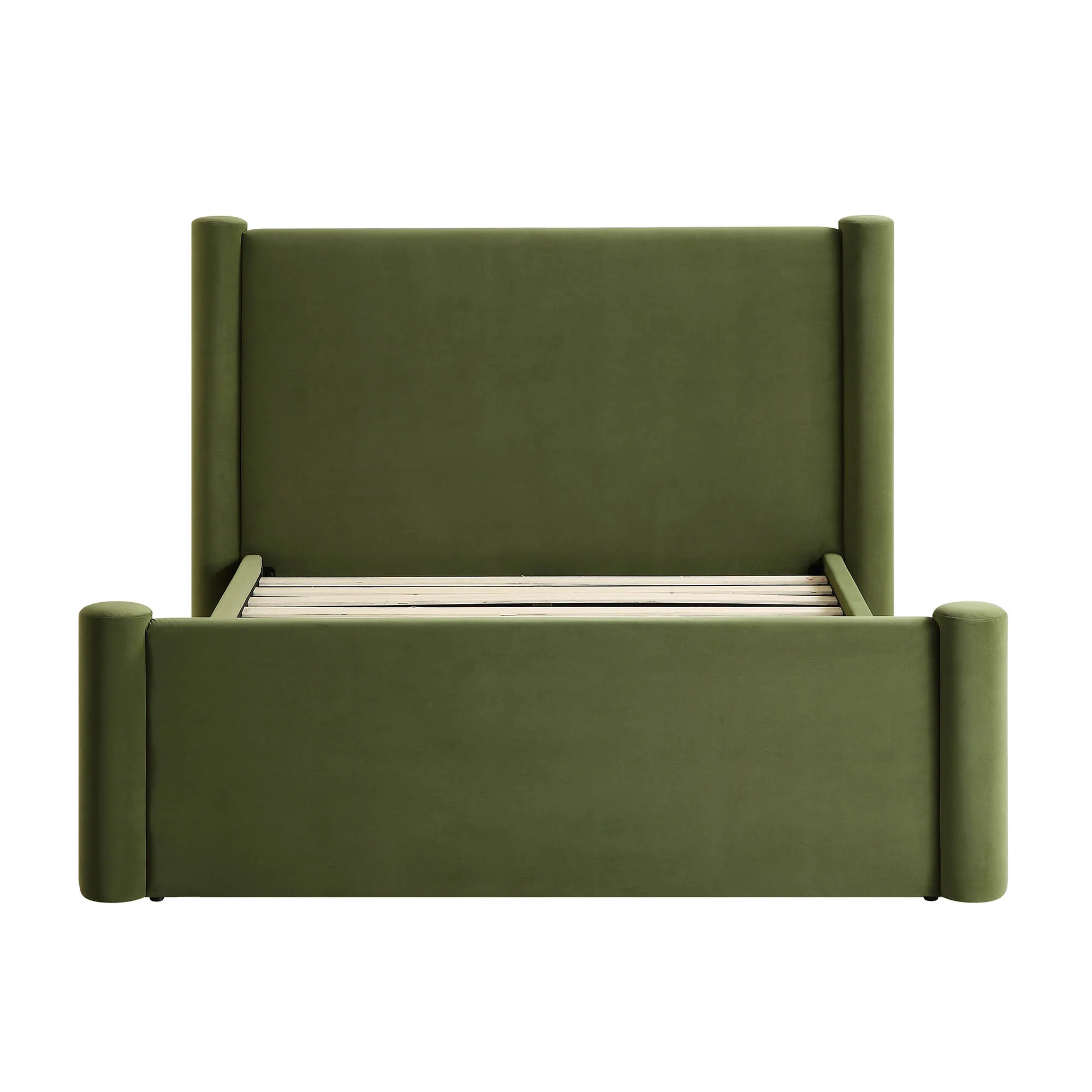 Galerie Moss Green Velvet Pillar Upholstered Bed - Image 5