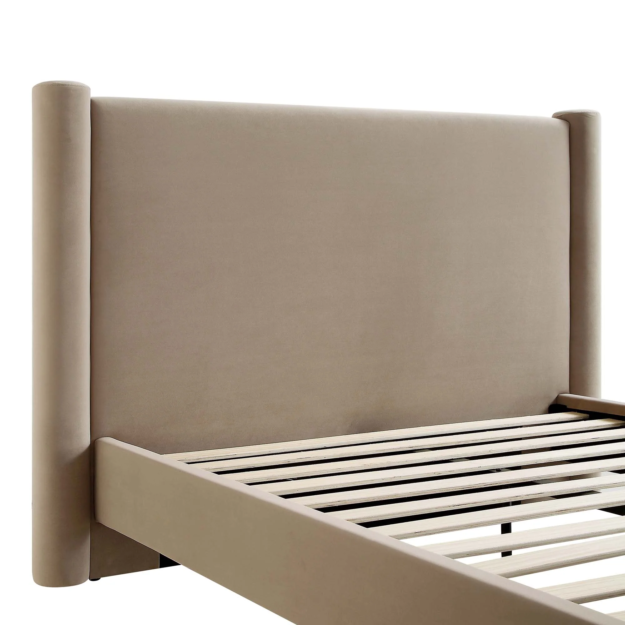 Galerie Taupe Velvet Pillar Upholstered Bed - Image 10