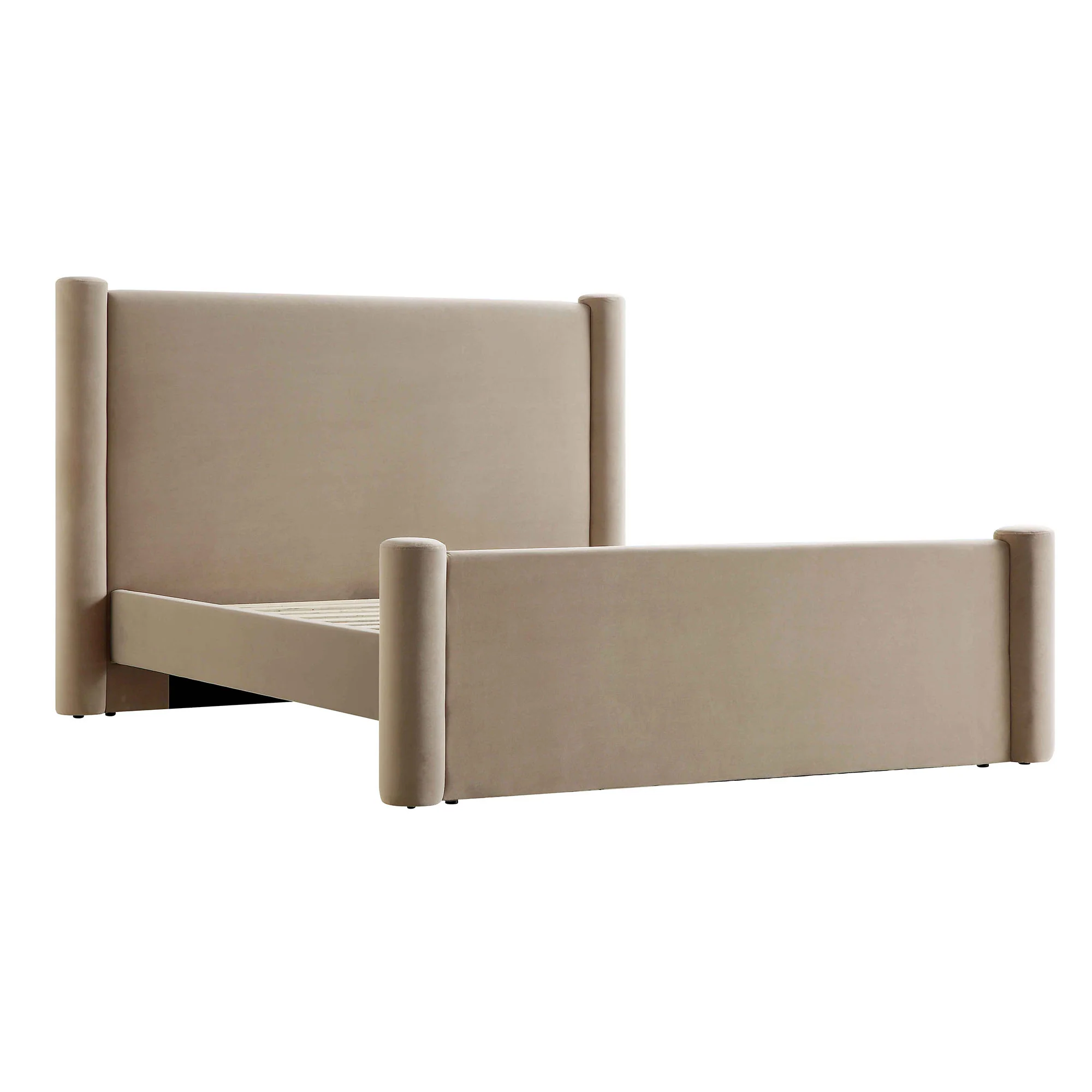 Galerie Taupe Velvet Pillar Upholstered Bed - Image 5