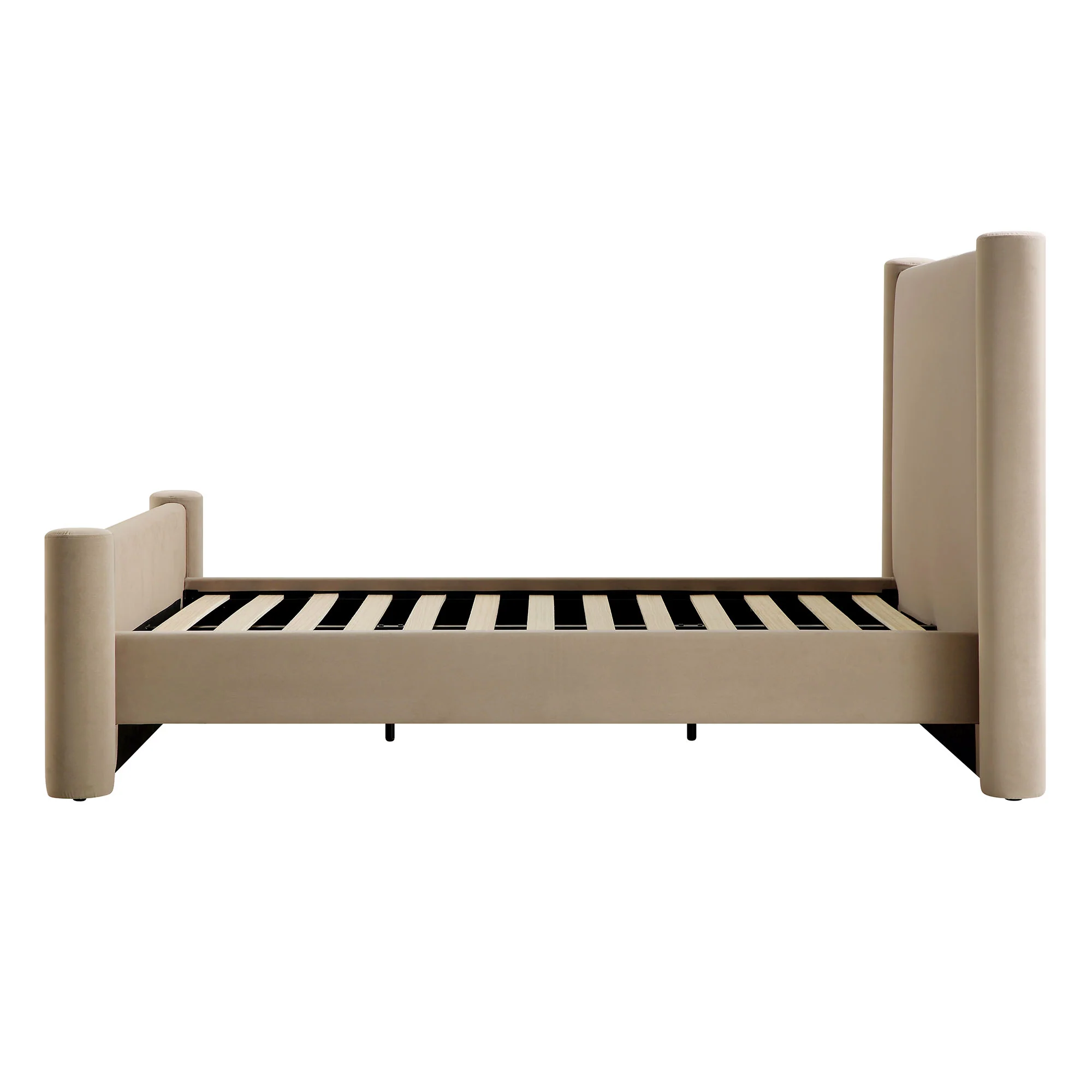 Galerie Taupe Velvet Pillar Upholstered Bed - Image 8