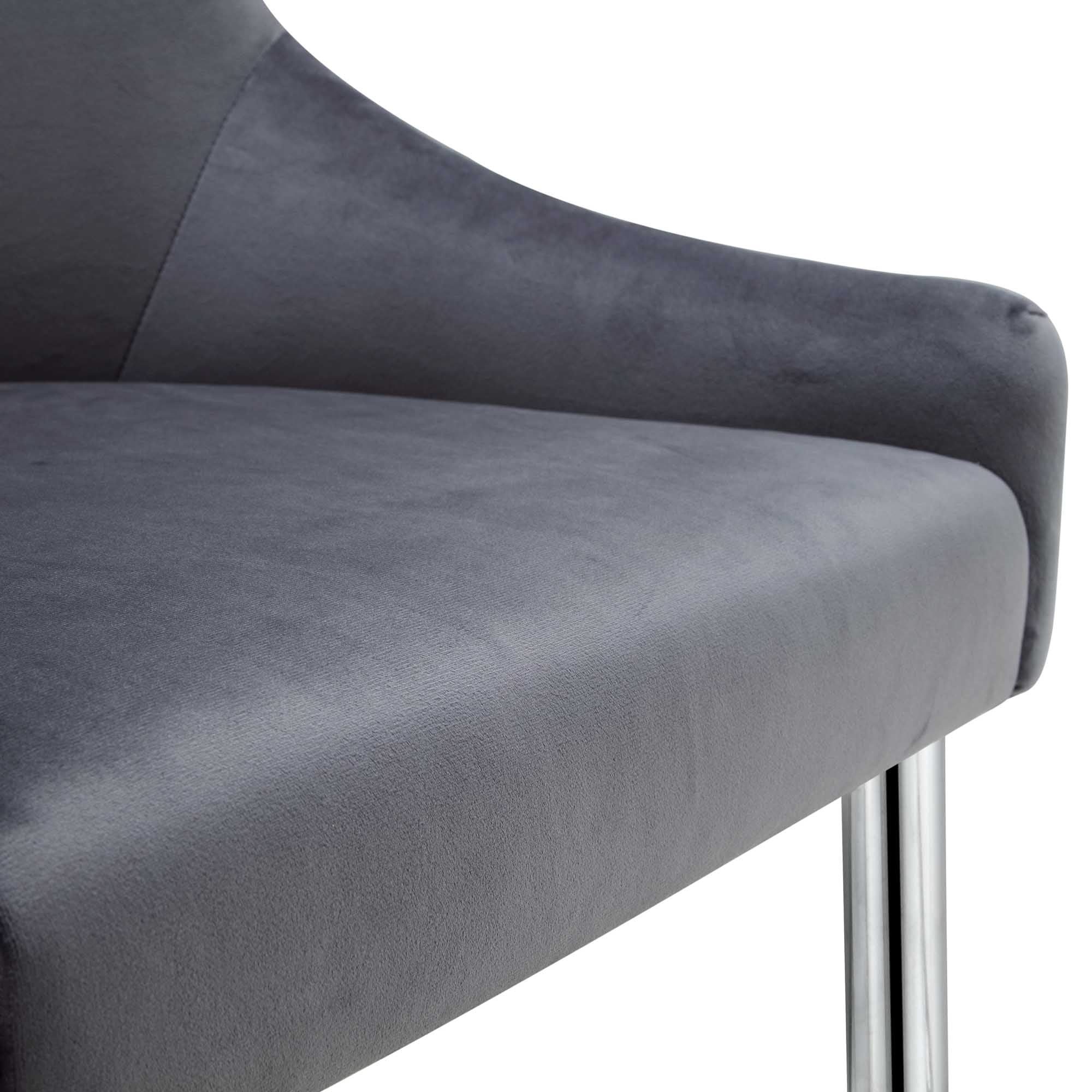 Garnet Set of 2 Dark Grey Velvet Upholstered Dining Chairs with Back Handle - Image 11
