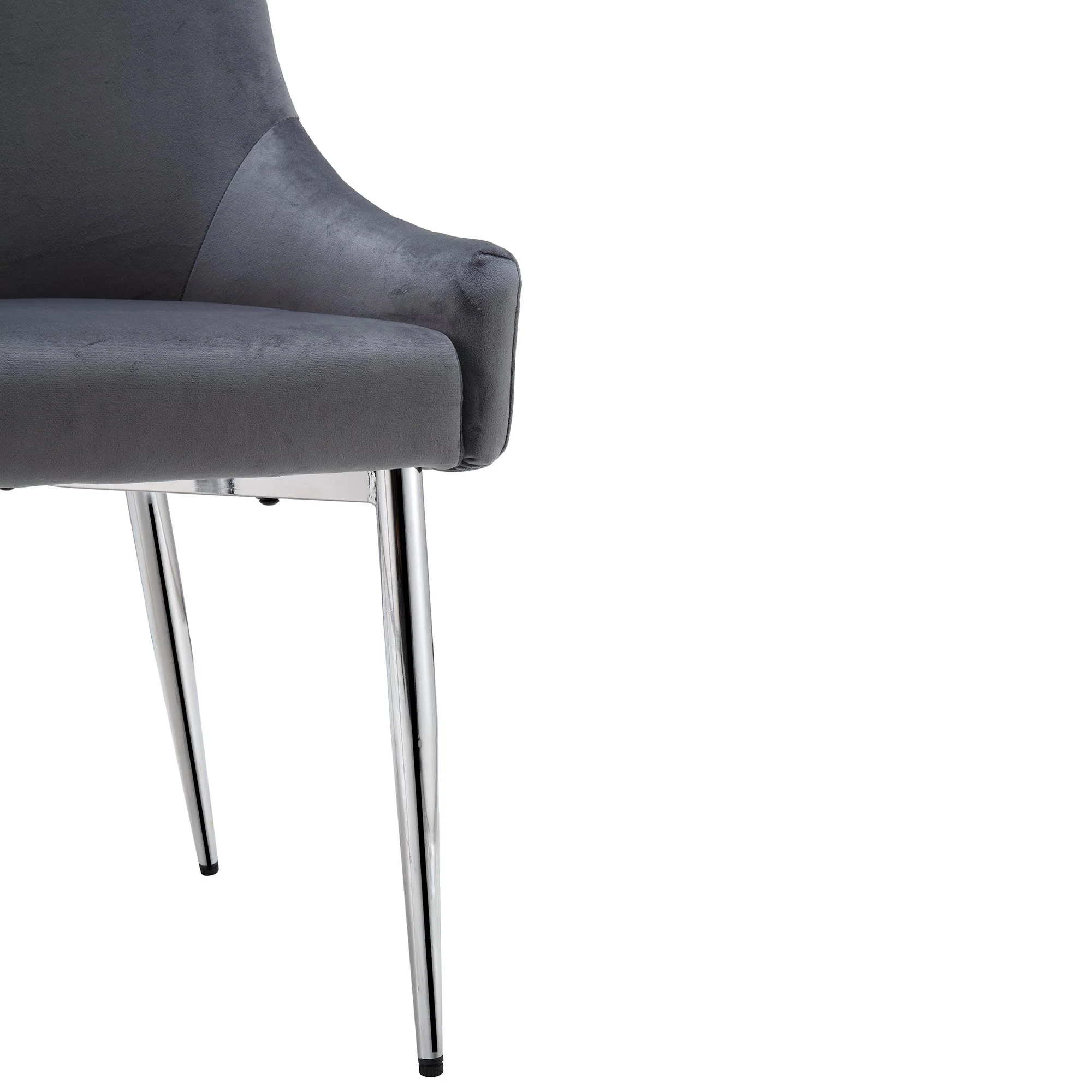 Garnet Set of 2 Dark Grey Velvet Upholstered Dining Chairs with Back Handle - Image 13
