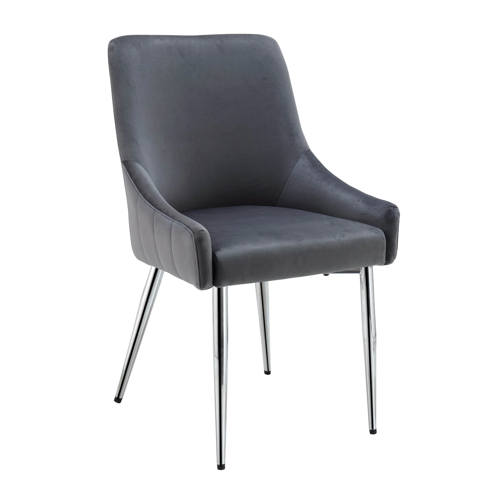 Garnet Set of 2 Dark Grey Velvet Upholstered Dining Chairs with Back Handle - Image 3