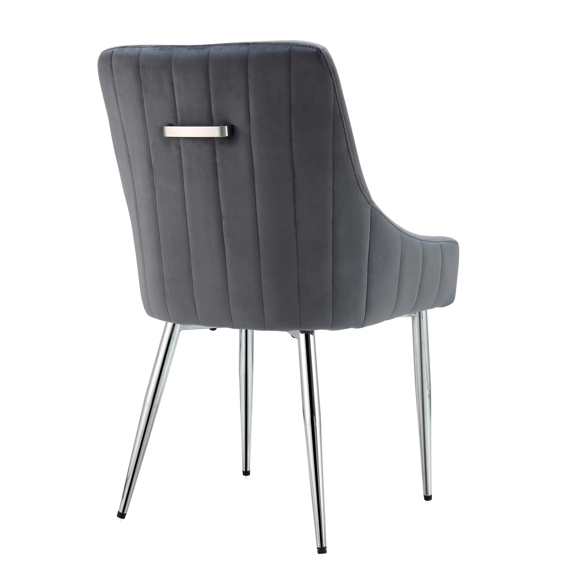 Garnet Set of 2 Dark Grey Velvet Upholstered Dining Chairs with Back Handle - Image 8