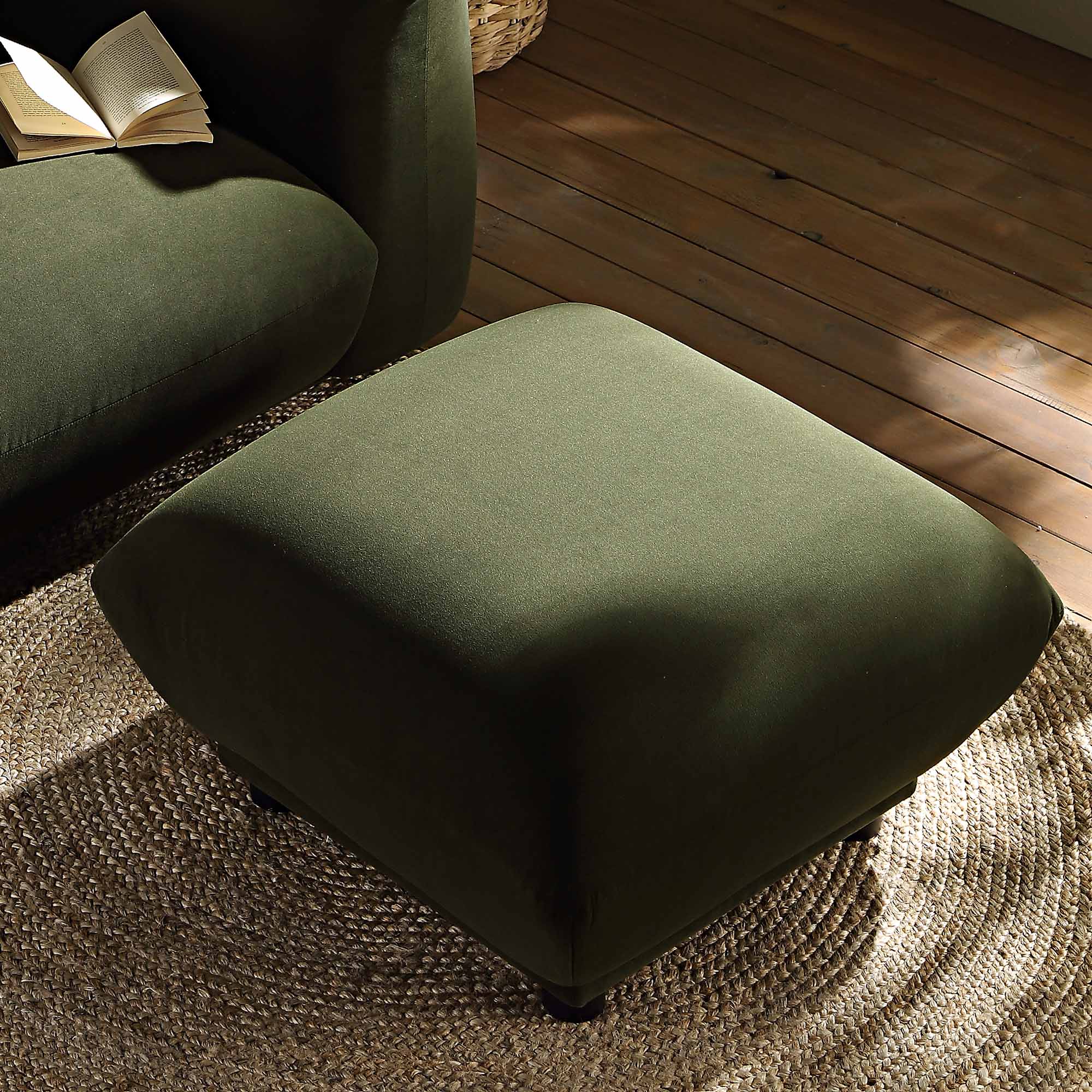 Gianni Pouffe, Moss Green Velvet - Image 2