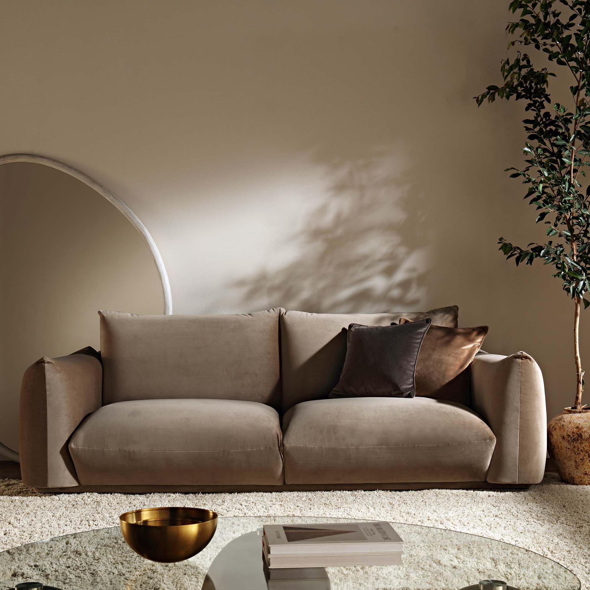 Gianni Three Seater Sofa, Mink Velvet - Image 2
