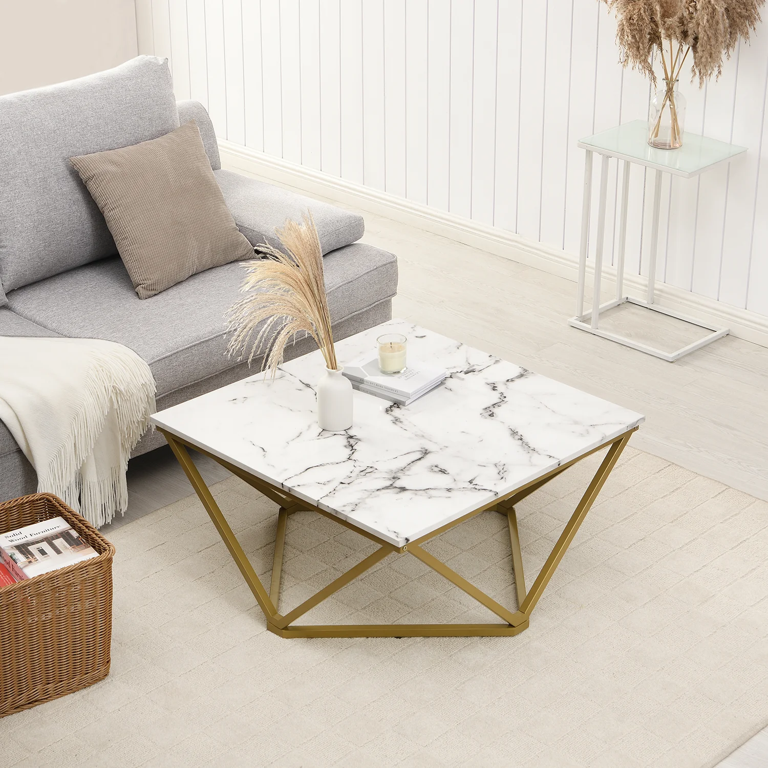 Giulia Marble Effect Square Coffee Table - Image 2