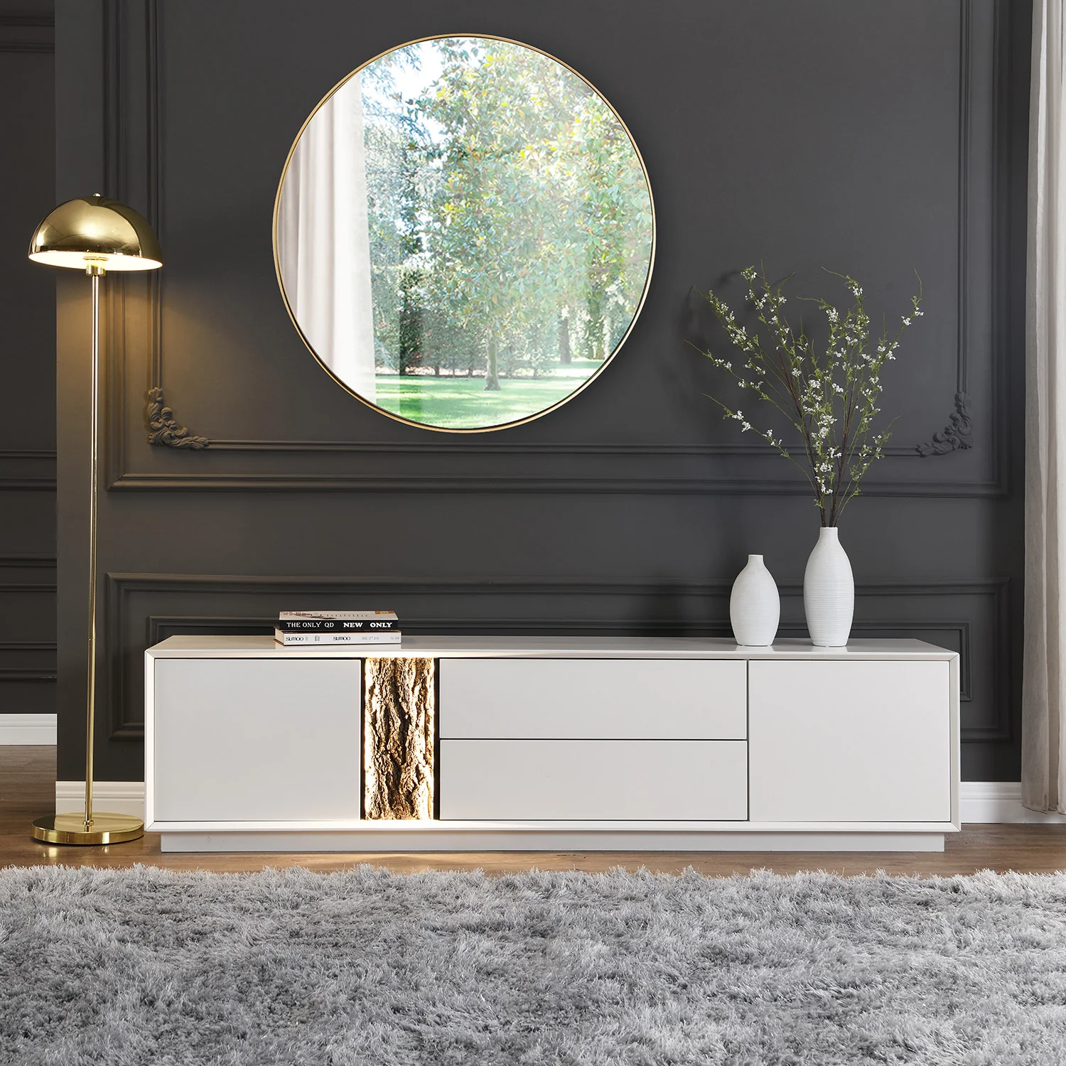 Glen Tree Bark Extra Wide LED TV Unit - Image 2