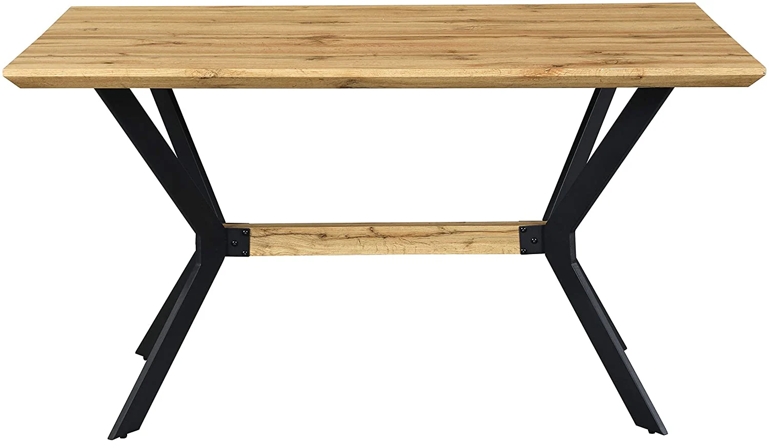 Granby Wotan Oak Effect 140cm Dining Table with Geometric Metal Legs - Image 4