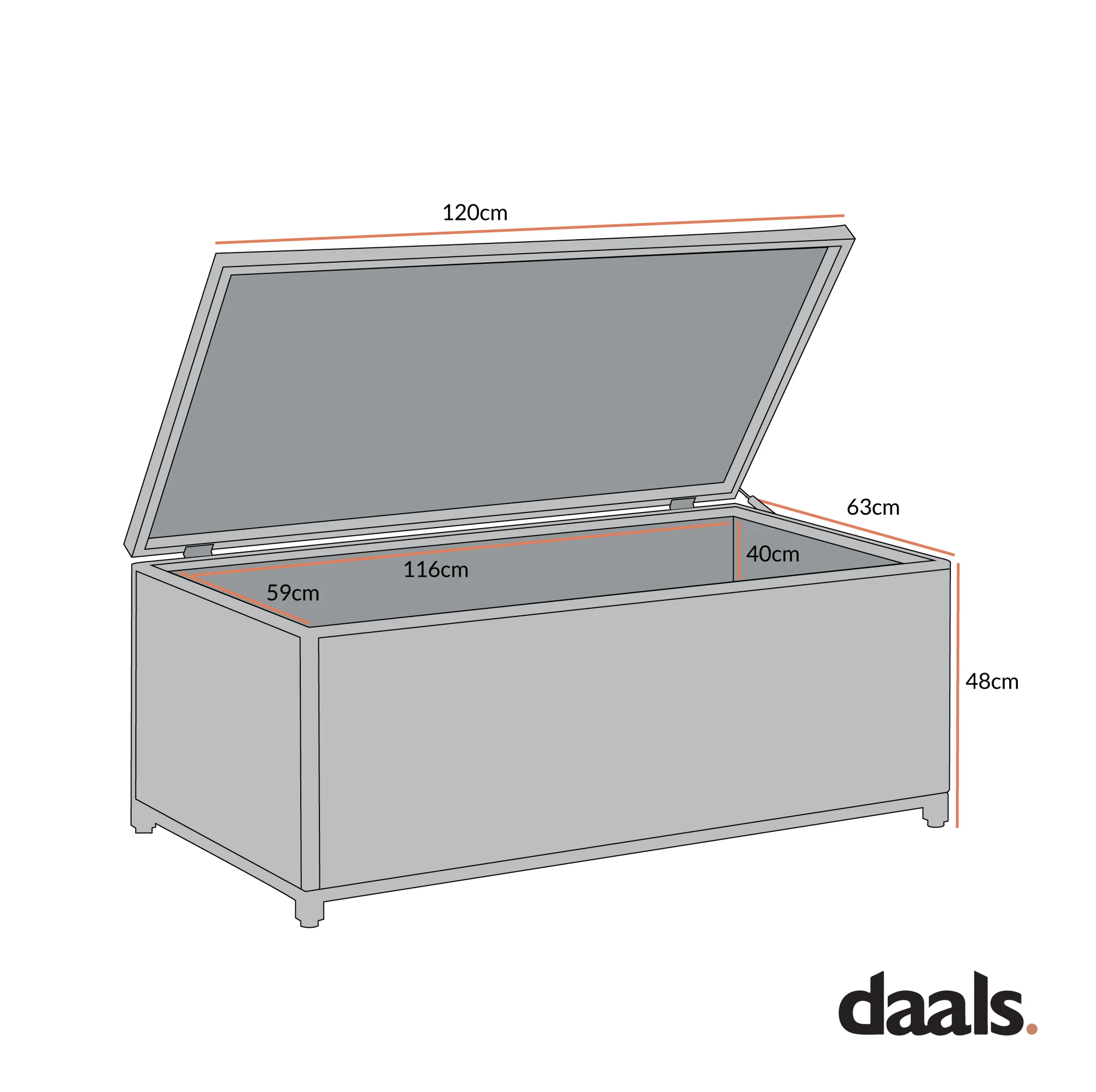 Granchester 120cm Rattan Storage Box, Grey - Image 6