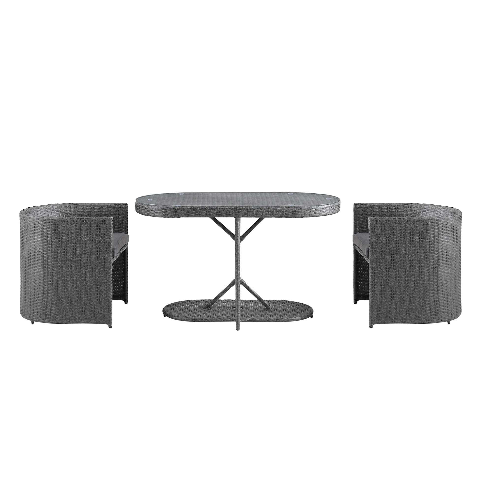 Granchester Rattan Balcony Bistro Set, Grey - Image 10