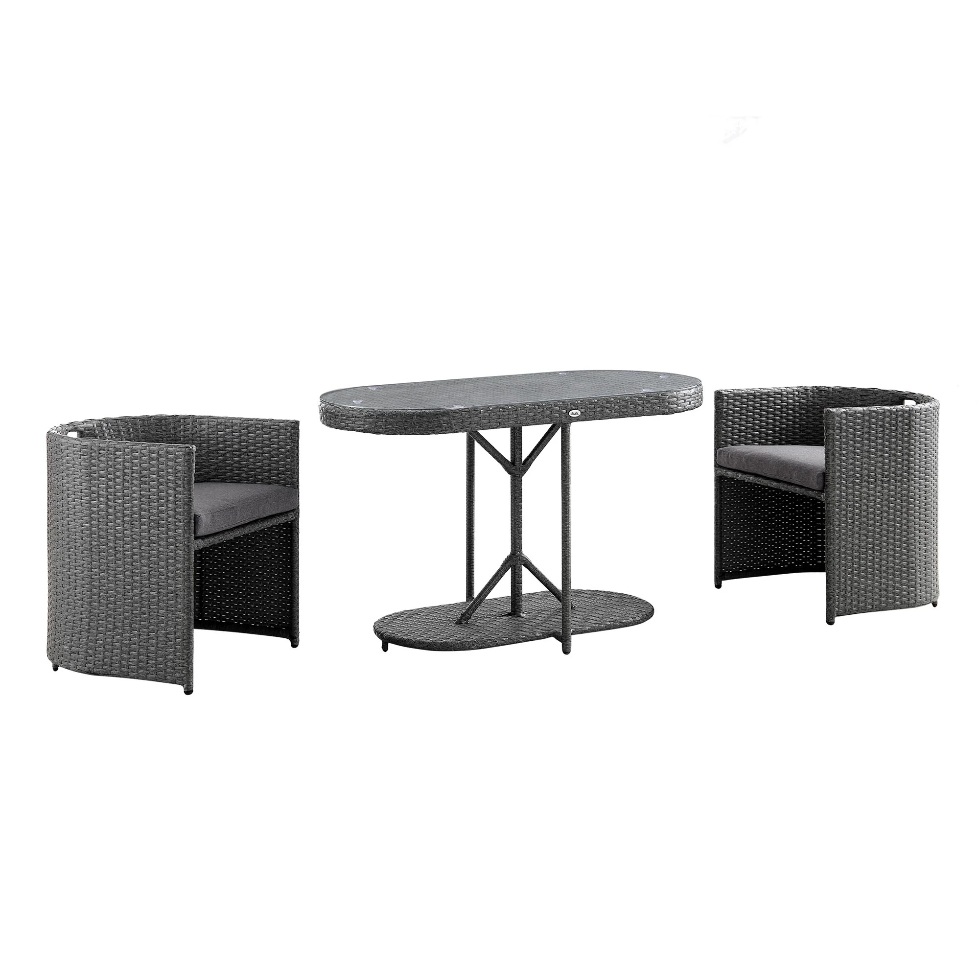 Granchester Rattan Balcony Bistro Set, Grey - Image 5