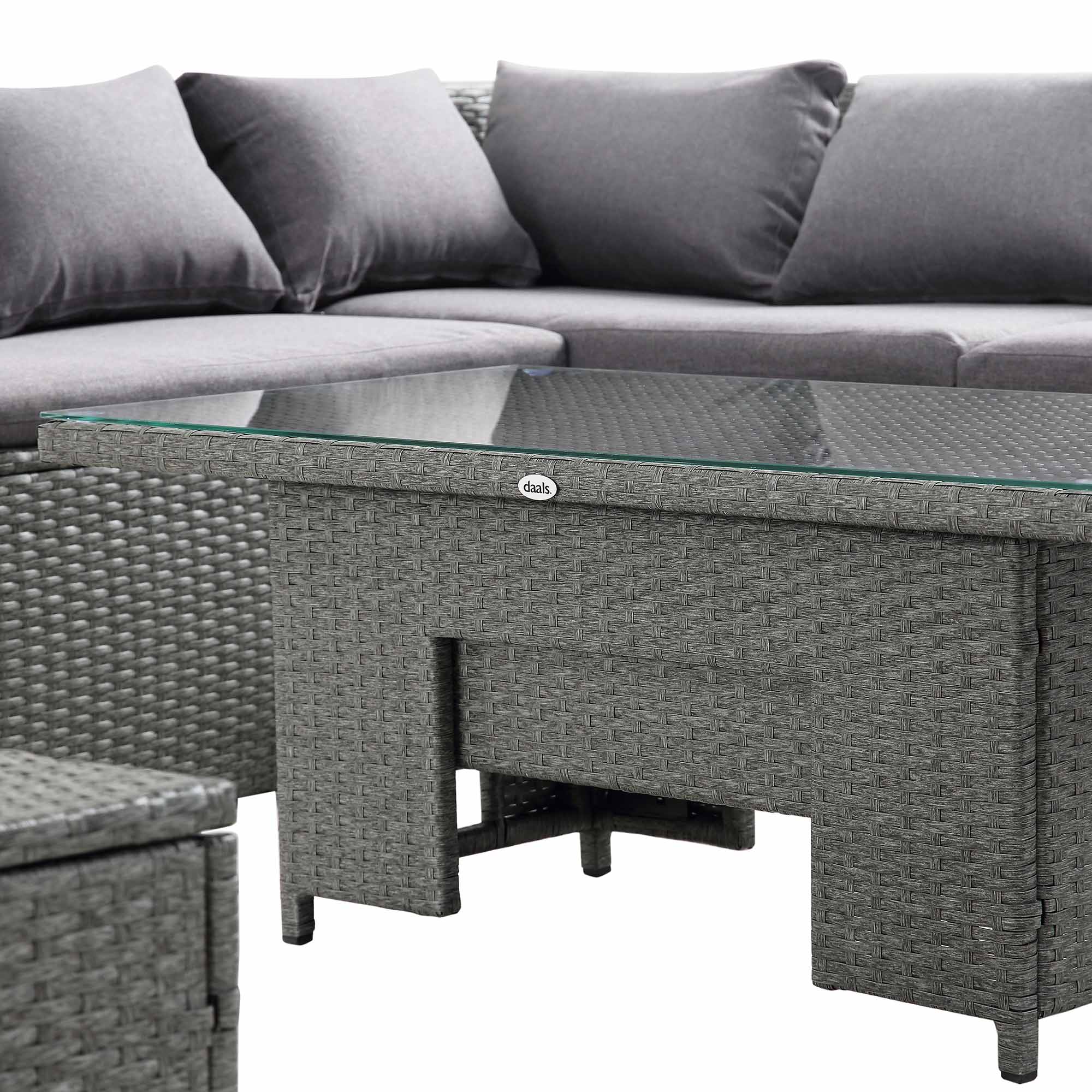 Granchester Rattan Rectangular Corner Dining Sofa Set with Rising Table, Grey - Image 11