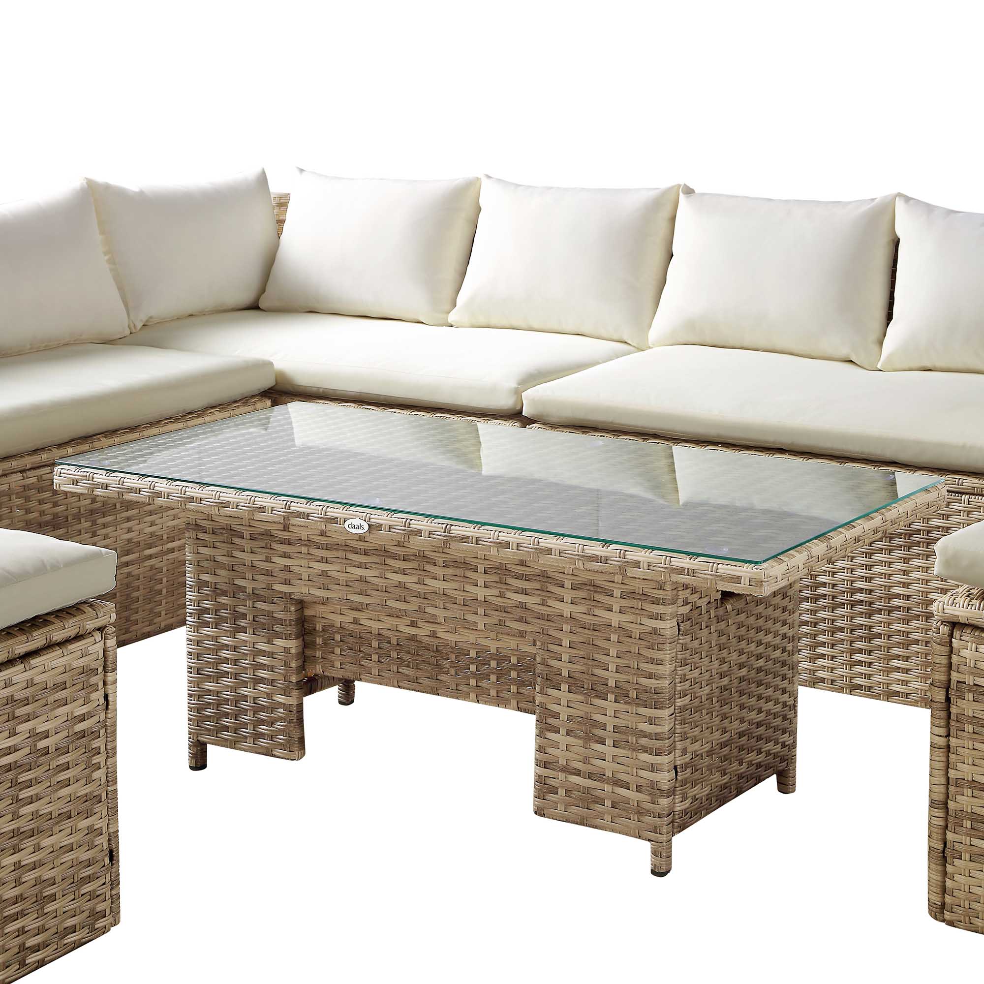 Granchester Rattan Rectangular Corner Dining Sofa Set with Rising Table, Natural - Image 14
