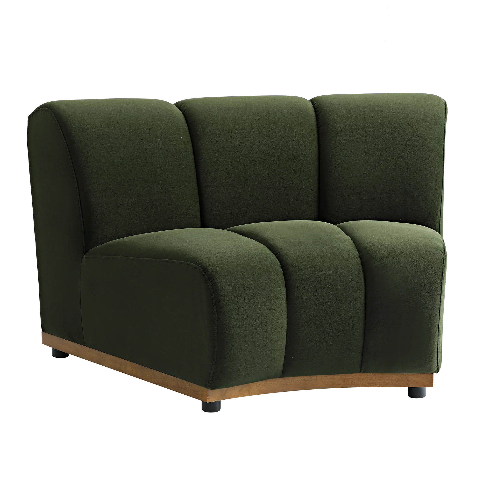 Granvia Moss Green Velvet Modular Sofa, 1-Seater Curved Sofa - Image 4
