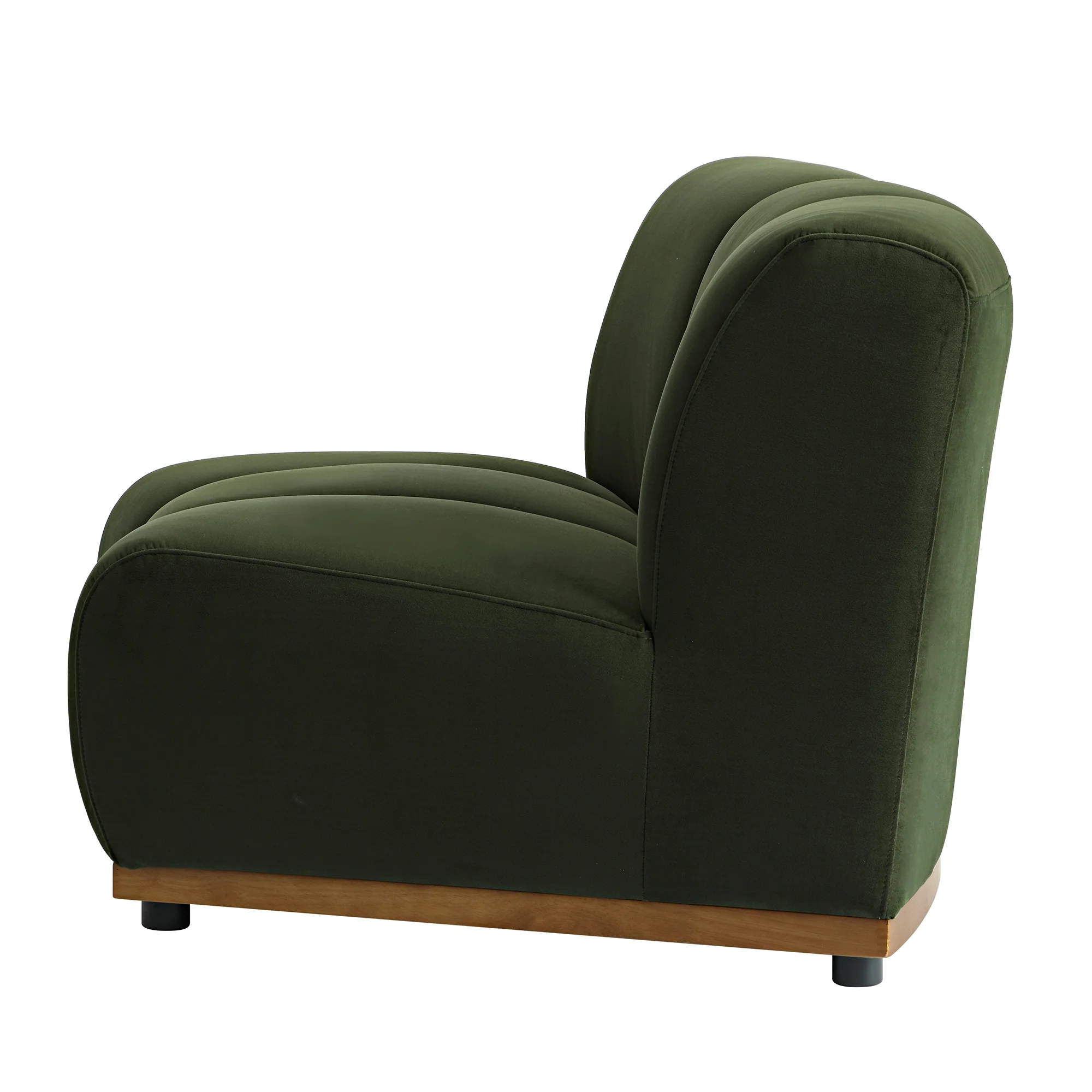 Granvia Moss Green Velvet Modular Sofa, 1-Seater Curved Sofa - Image 8