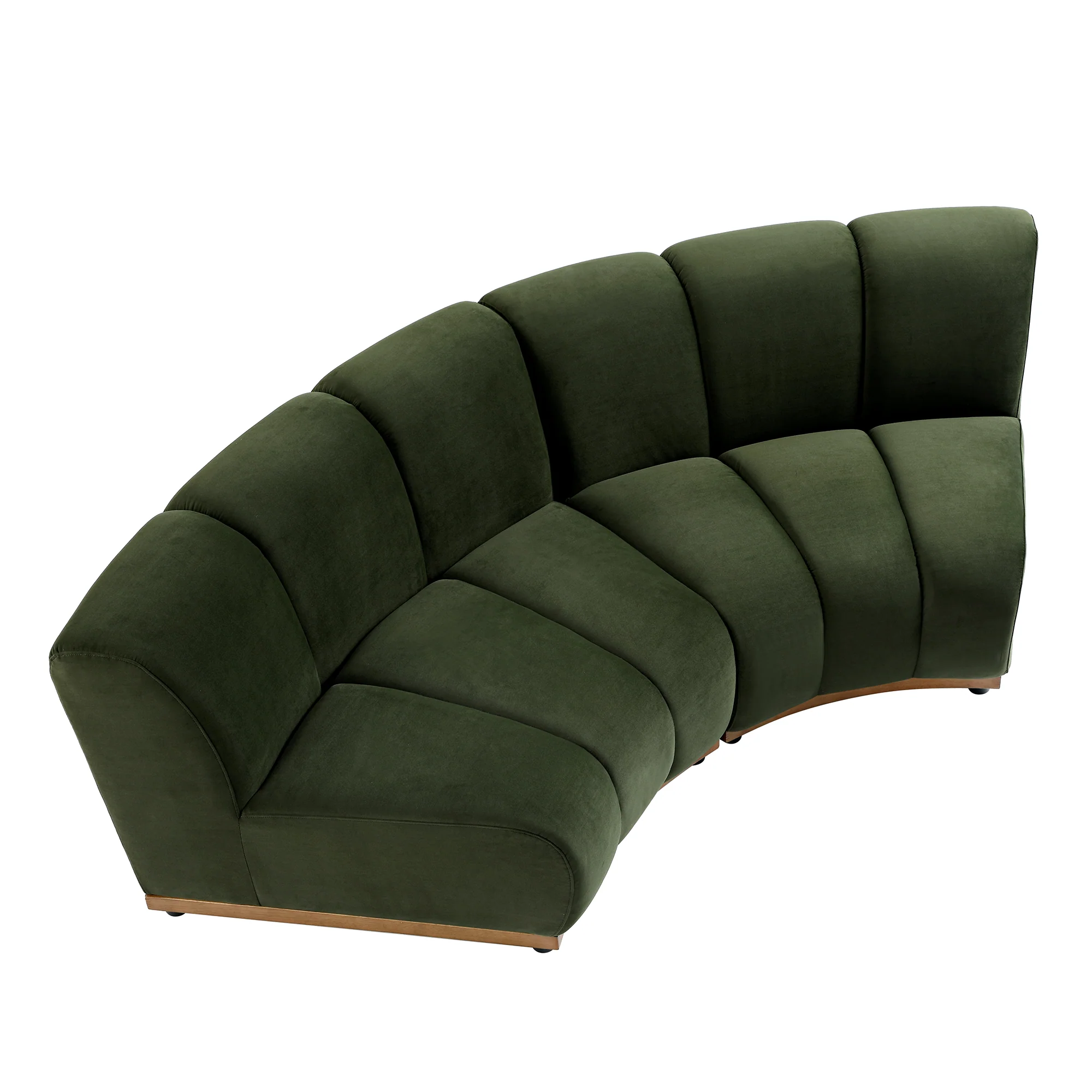 Granvia Moss Green Velvet Modular Sofa, 2-Seater Curved Sofa - Image 5