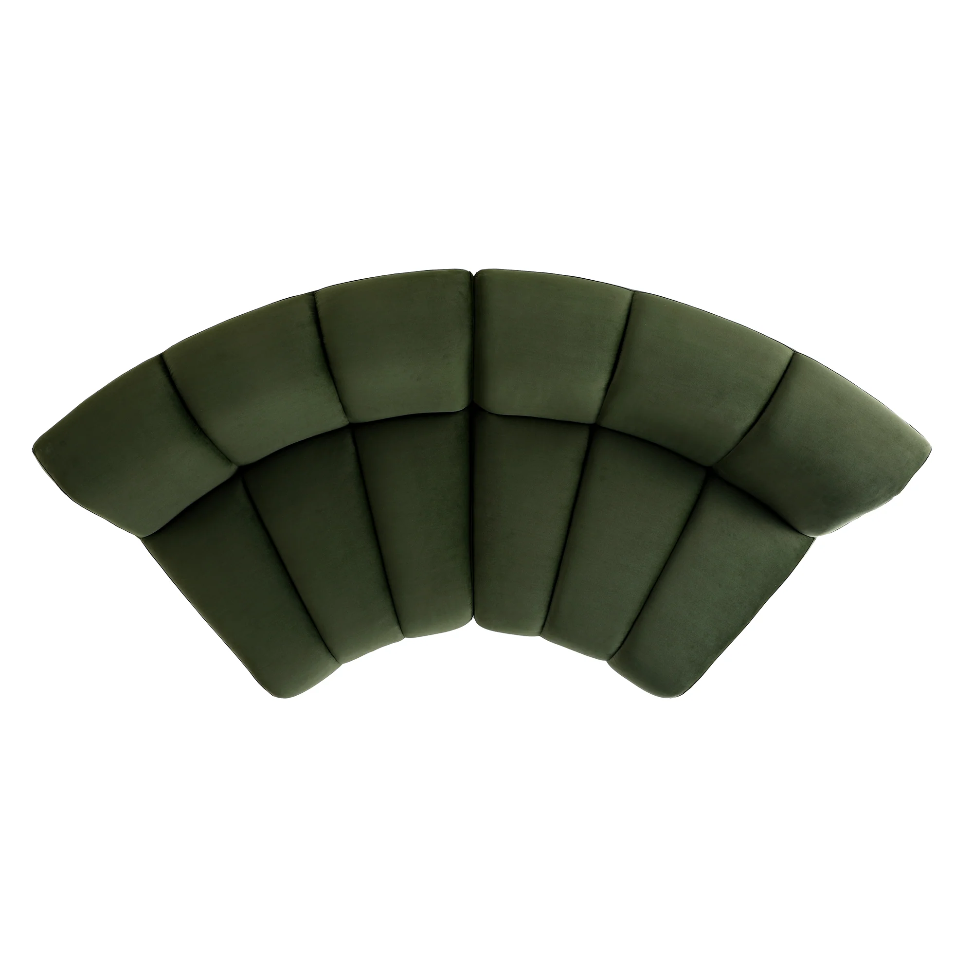 Granvia Moss Green Velvet Modular Sofa, 2-Seater Curved Sofa - Image 9