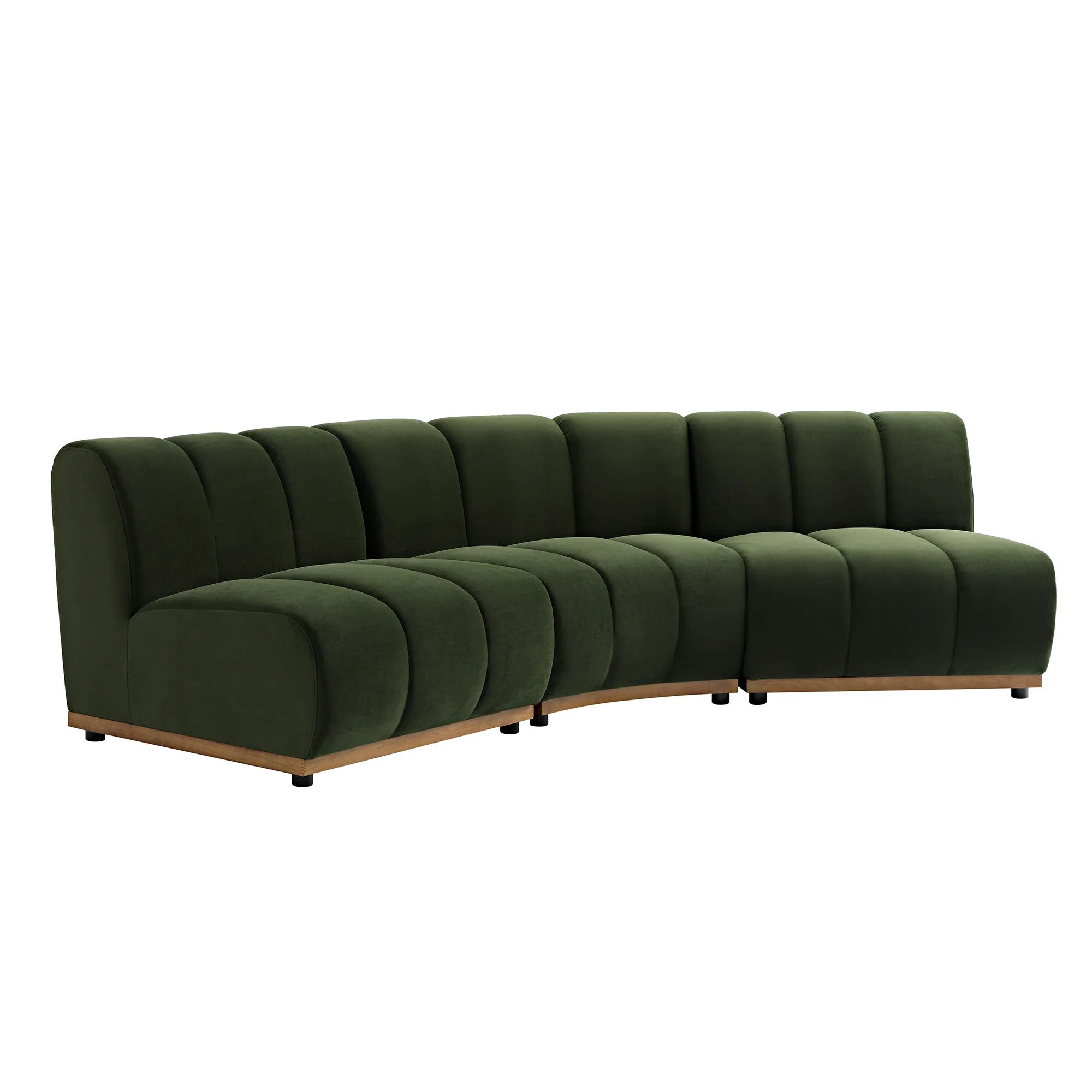 Granvia Moss Green Velvet Modular Sofa, 3-Seater Corner Sofa - Image 9