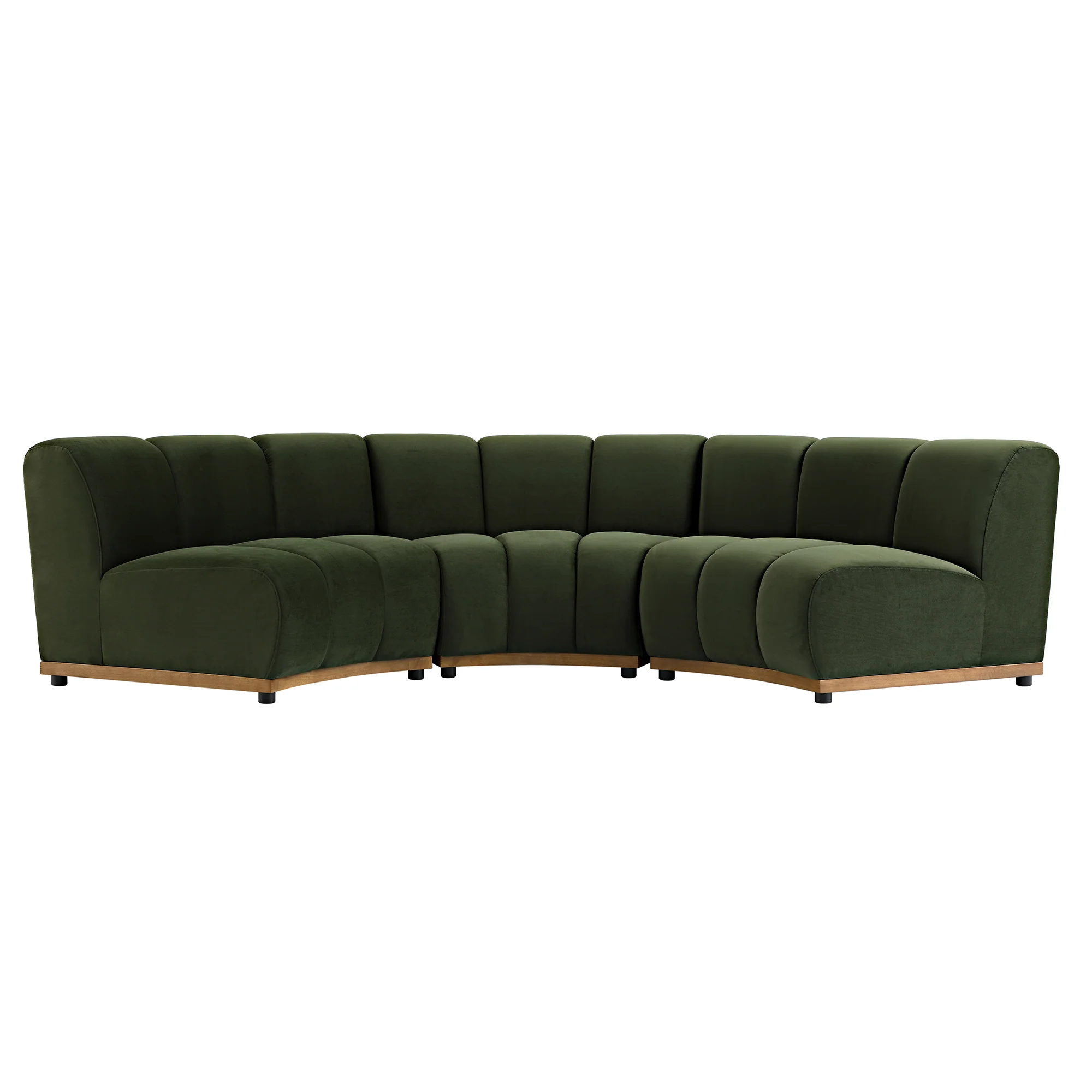 Granvia Moss Green Velvet Modular Sofa, 3-Seater Curved Sofa - Image 6