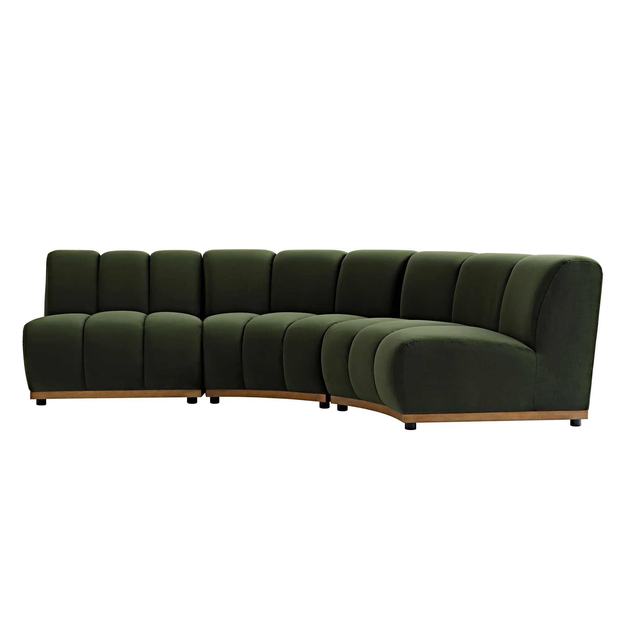 Granvia Moss Green Velvet Modular Sofa, 3-Seater L-Shaped Sofa - Image 2