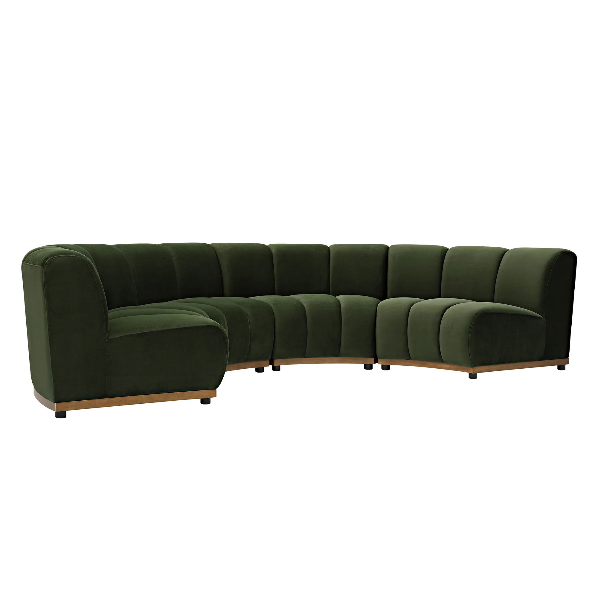 Granvia Moss Green Velvet Modular Sofa, 4-Seater Half Circle Sofa - Image 9