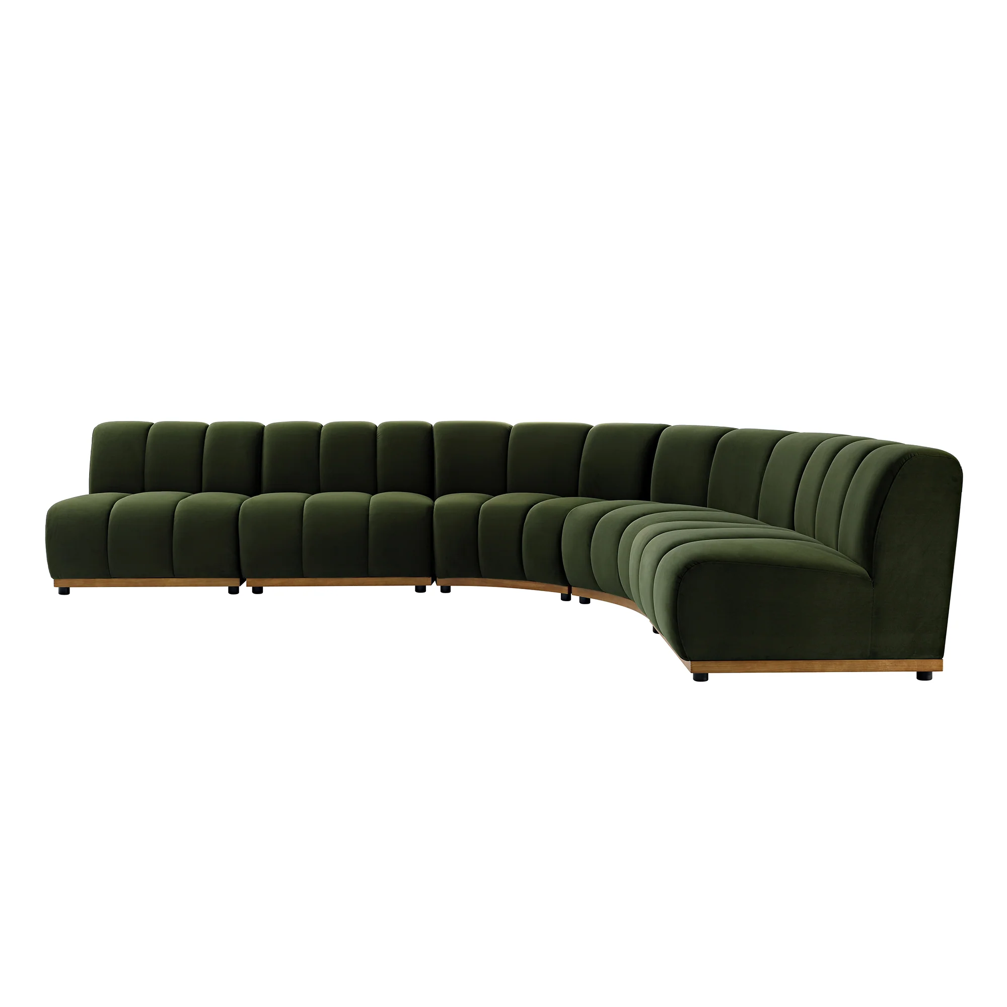 Granvia Moss Green Velvet Modular Sofa, 5-Seater Grand L-Shaped Sofa - Image 5