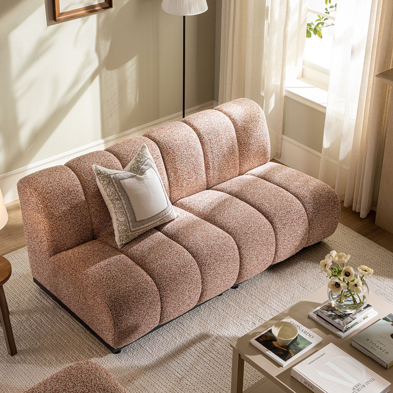 Granvia Musk Blush Boucle Modular Sofa, 2-Seater Sofa - Image 3
