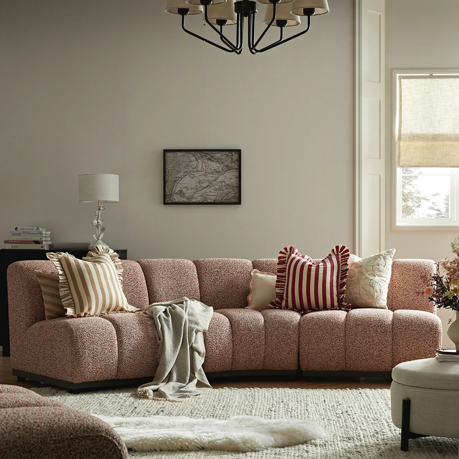 Granvia Musk Blush Boucle Modular Sofa, 3-Seater Corner Sofa - Image 3