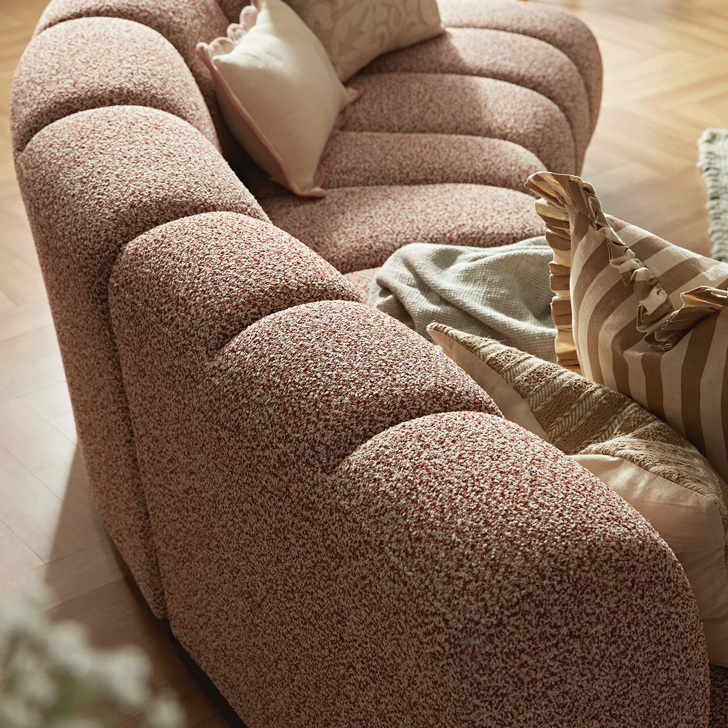 Granvia Musk Blush Boucle Modular Sofa, 3-Seater Corner Sofa - Image 4