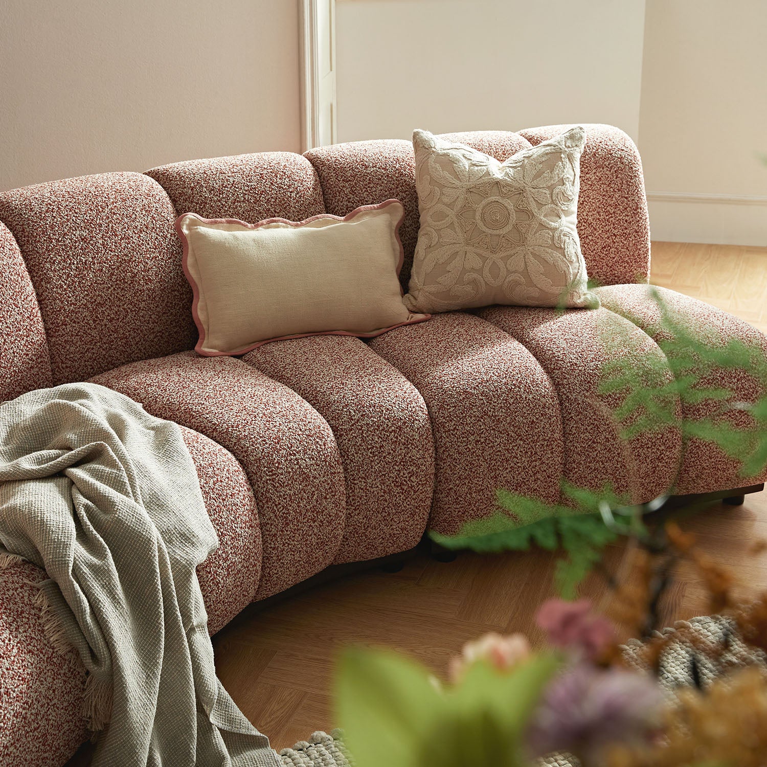 Granvia Musk Blush Boucle Modular Sofa, 3-Seater Corner Sofa - Image 5