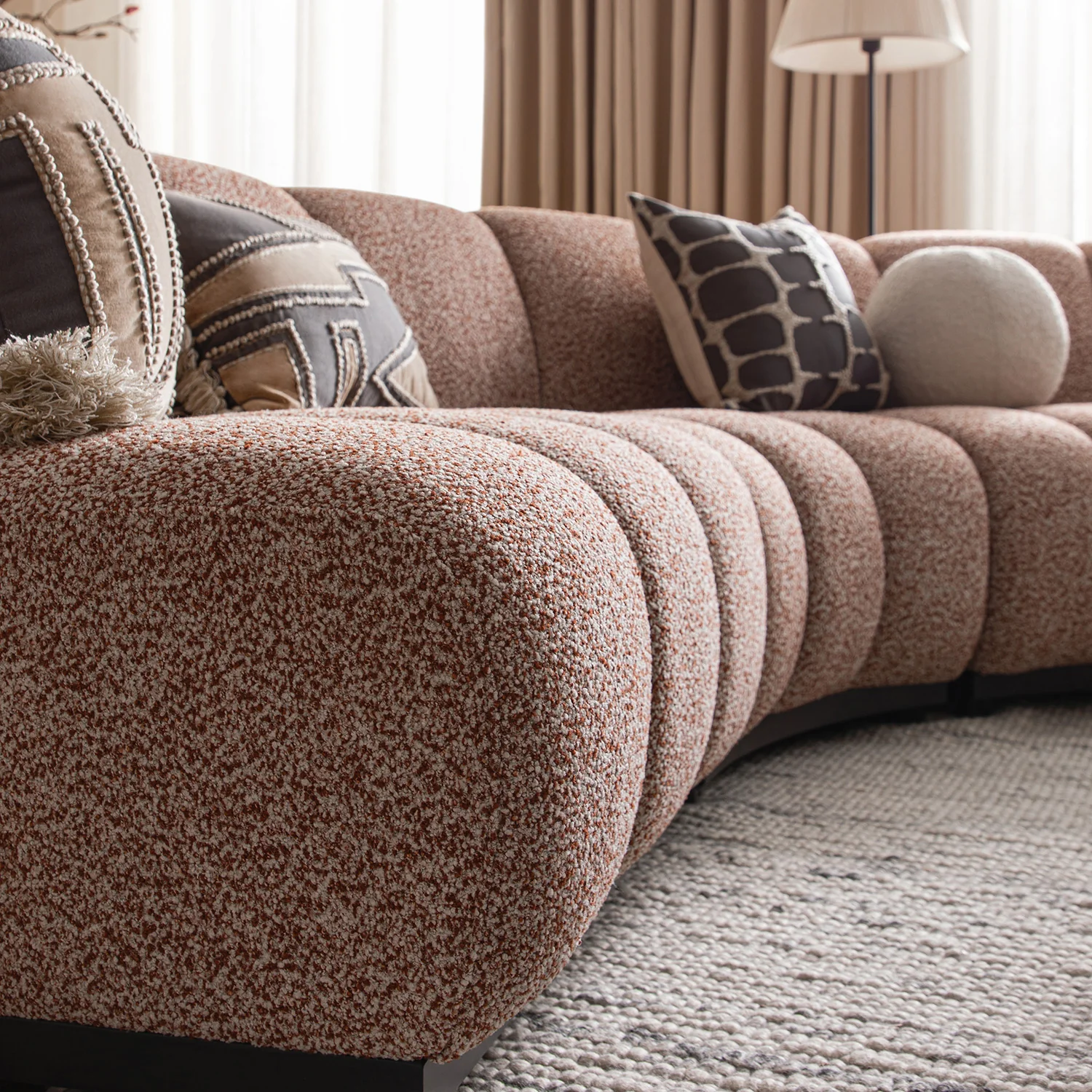 Granvia Musk Blush Boucle Modular Sofa, 3-Seater L-Shaped Sofa - Image 7