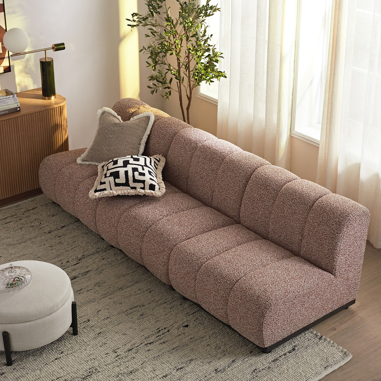 Granvia Musk Blush Boucle Modular Sofa, 3-Seater Sofa - Image 3