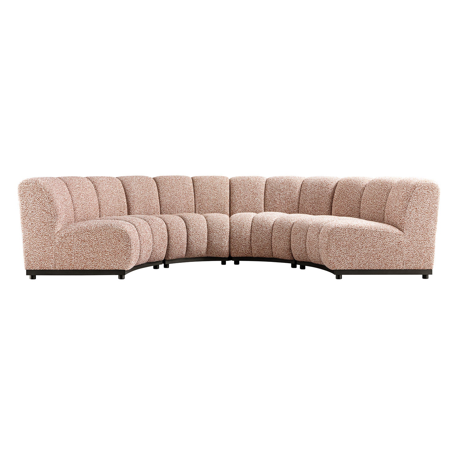 Granvia Musk Blush Boucle Modular Sofa, 4-Seater Half Circle Sofa - Image 4