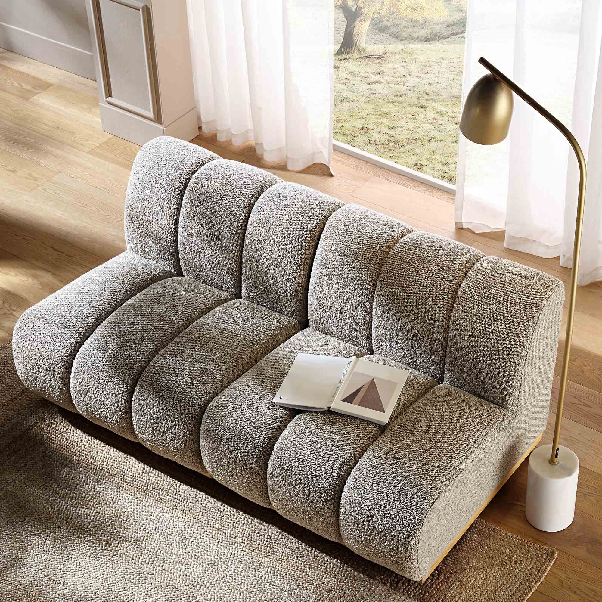 Granvia Taupe Boucle Modular Sofa, 2-Seater Sofa - Image 3