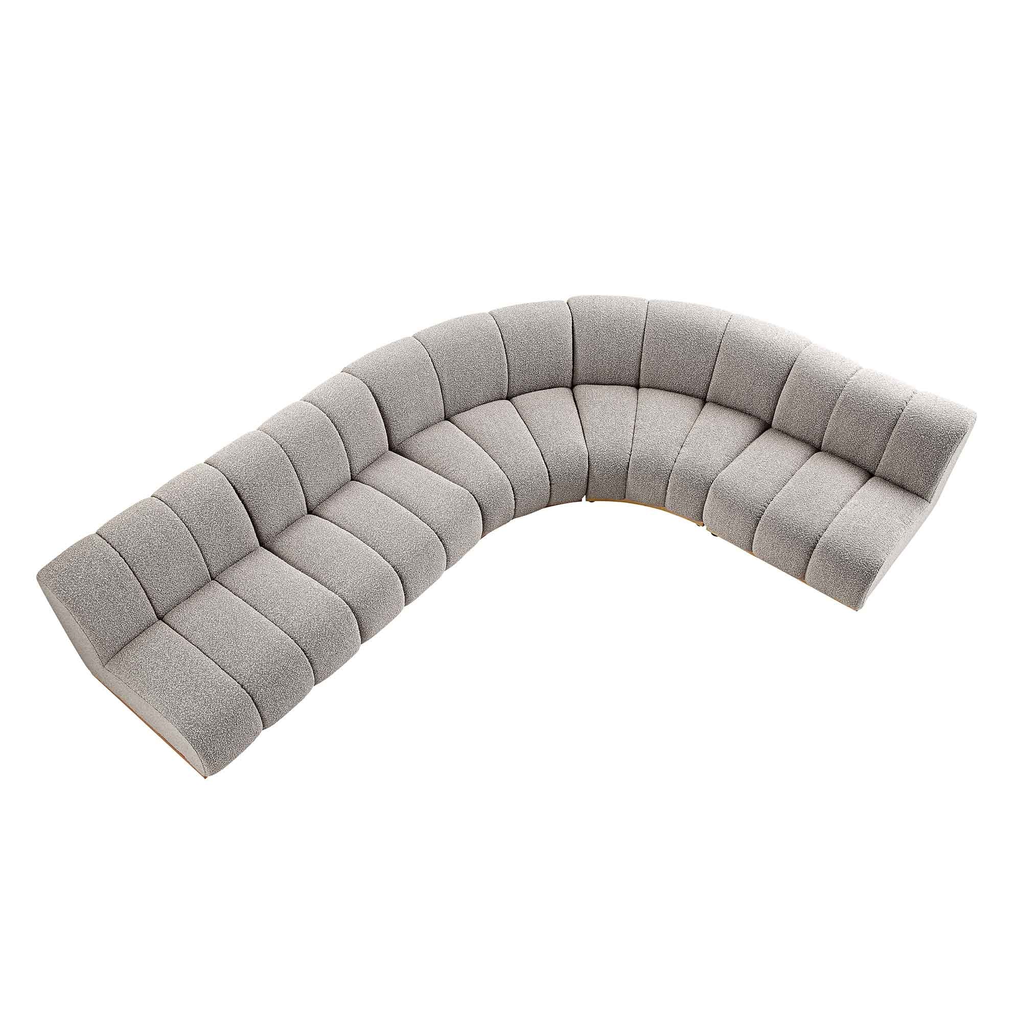 Granvia Taupe Boucle Modular Sofa, 5-Seater Grand L-Shaped Sofa - Image 4