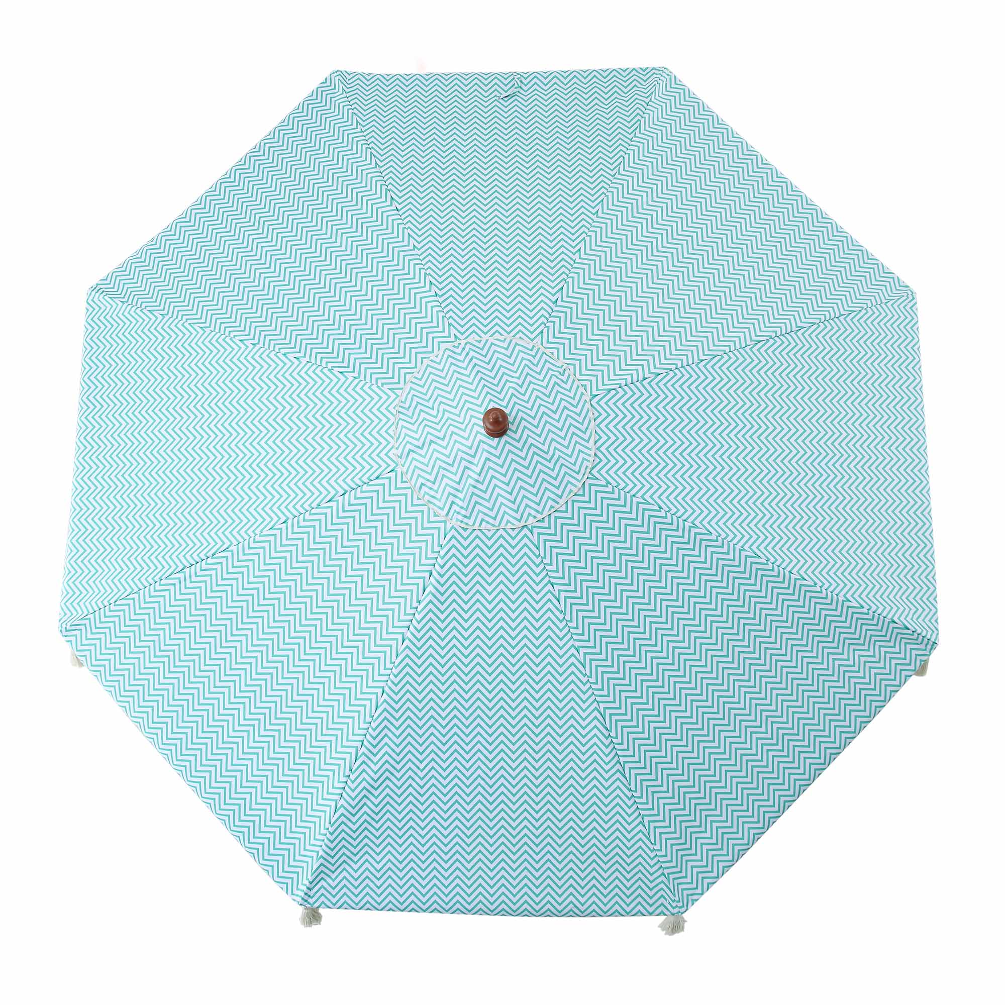 Green Chevron 2.6M Octagonal Tassel Parasol with Aluminium Tilt - Image 9
