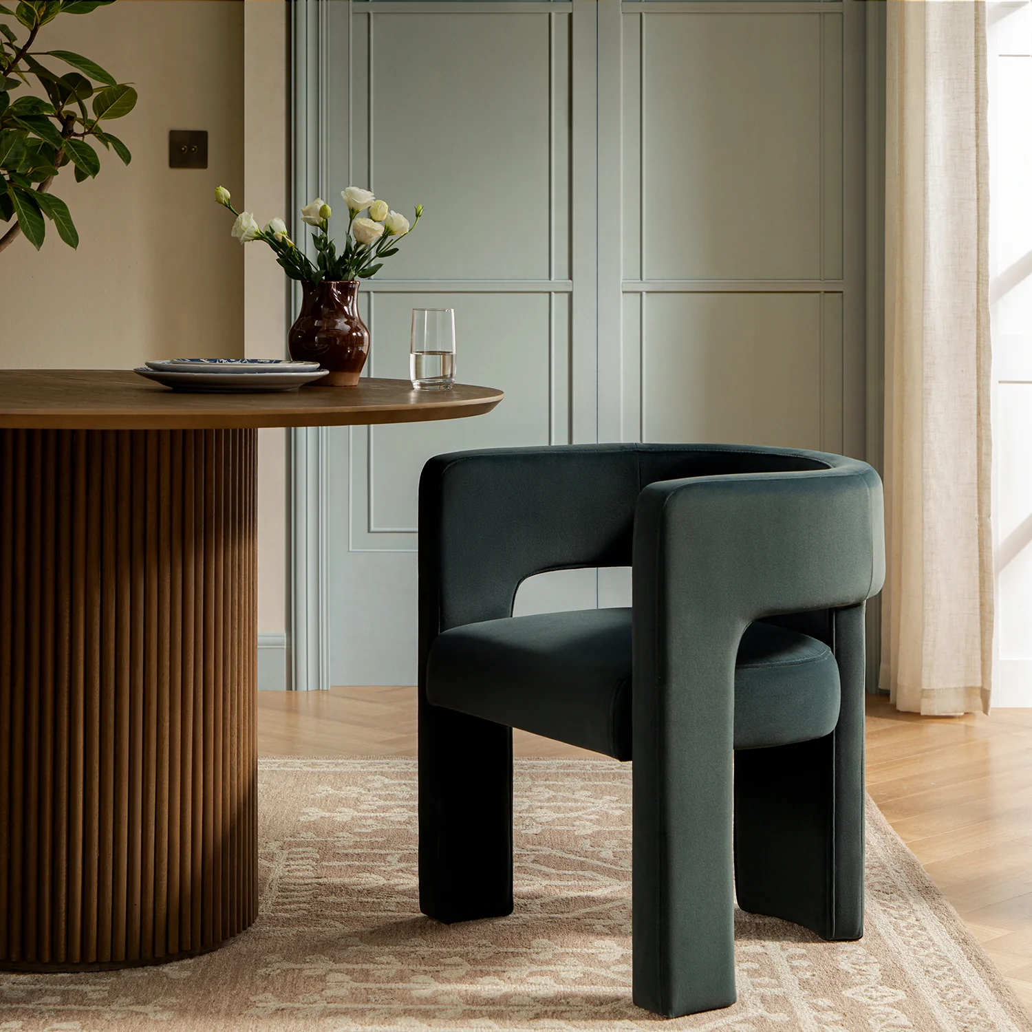 Greenwich Aegean Blue Velvet Dining Chair - Image 2